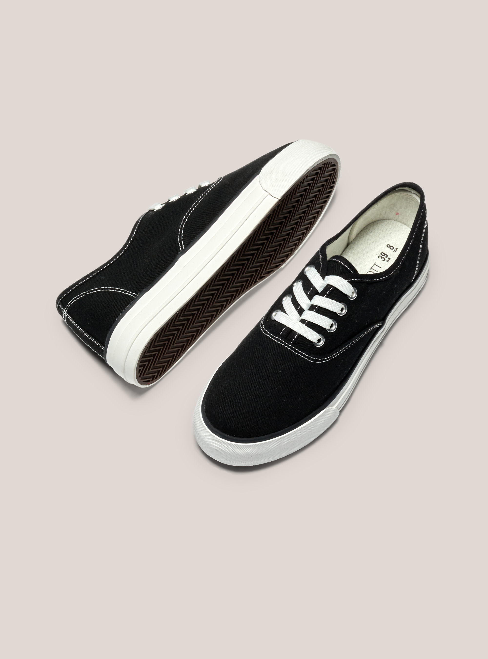 Low-top trainers in lightweight fabric, BLACK