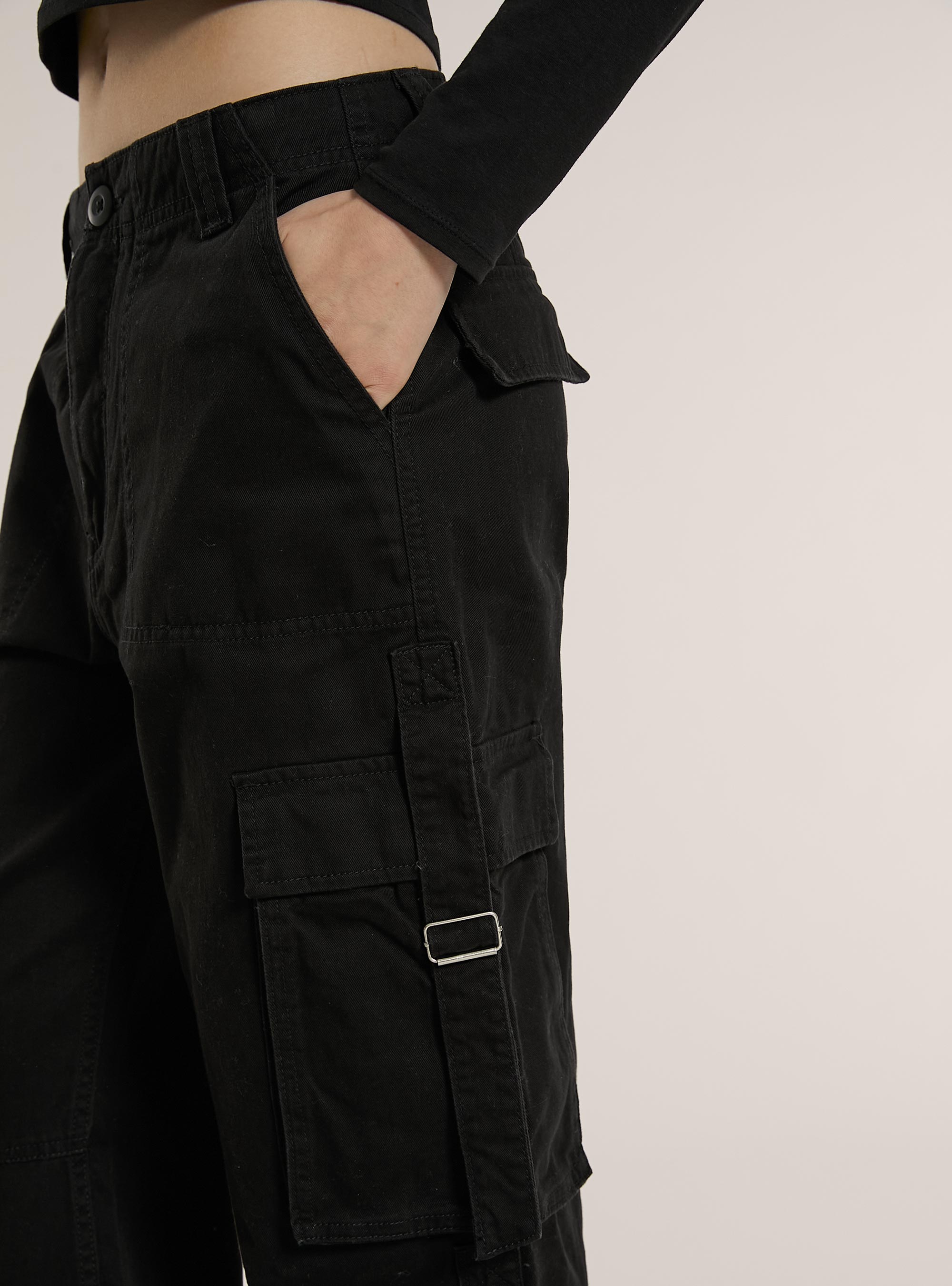 Twill multi cargo trousers, BK1 BLACK