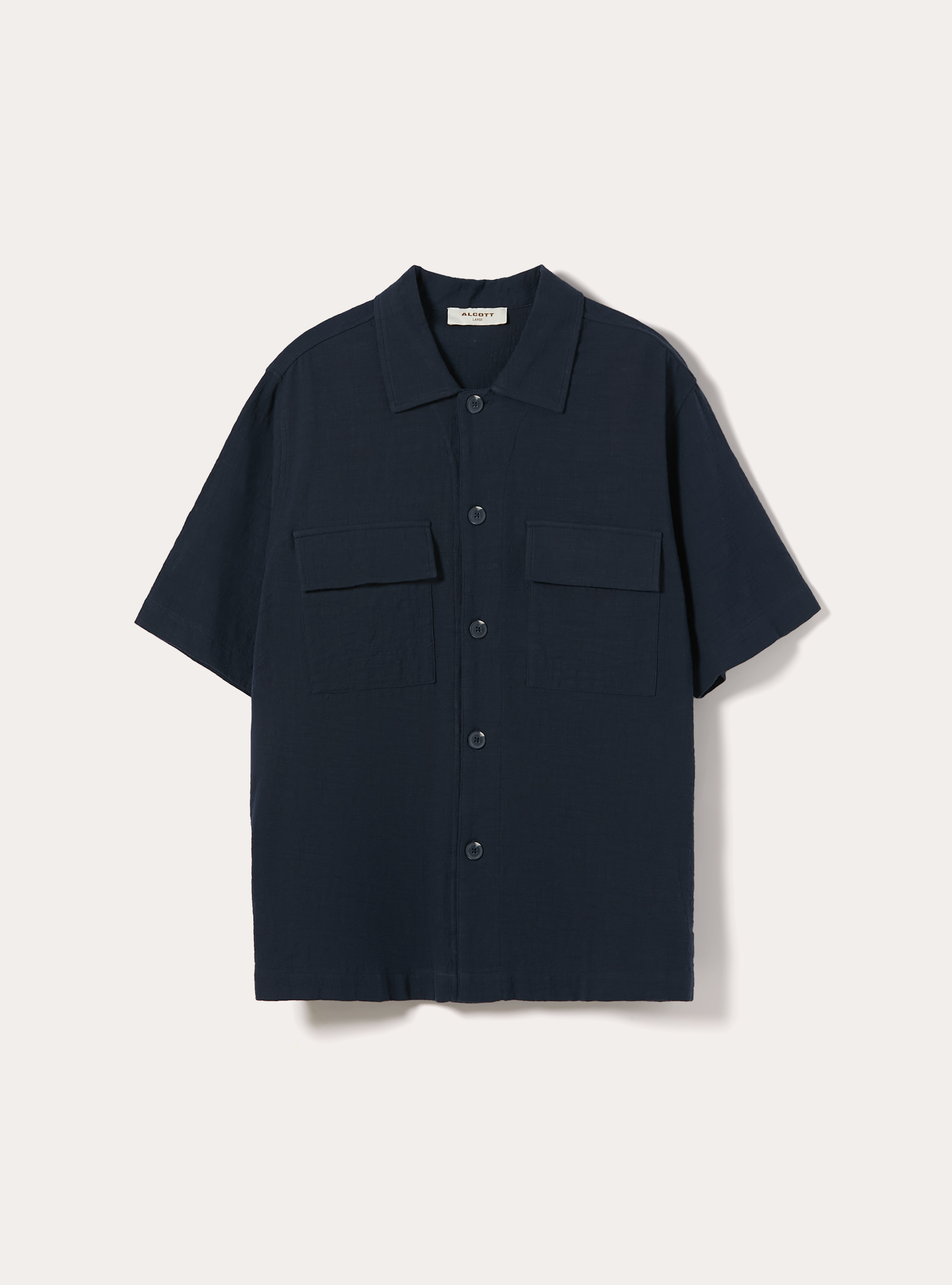 Short-Sleeved Cotton Shirt, NA2 NAVY MEDIUM