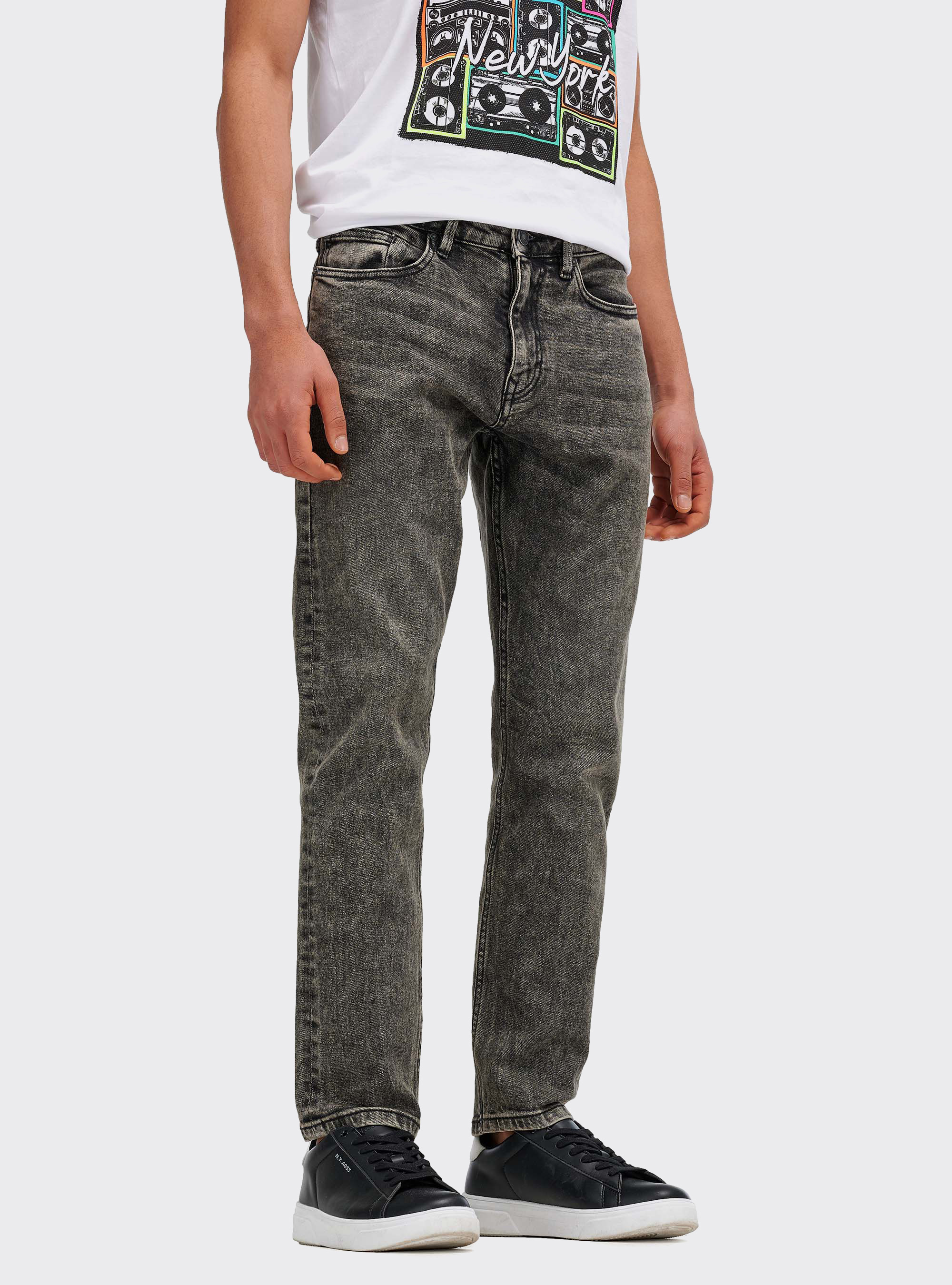 Jeans slim fit de algodón orgánico, GRIS