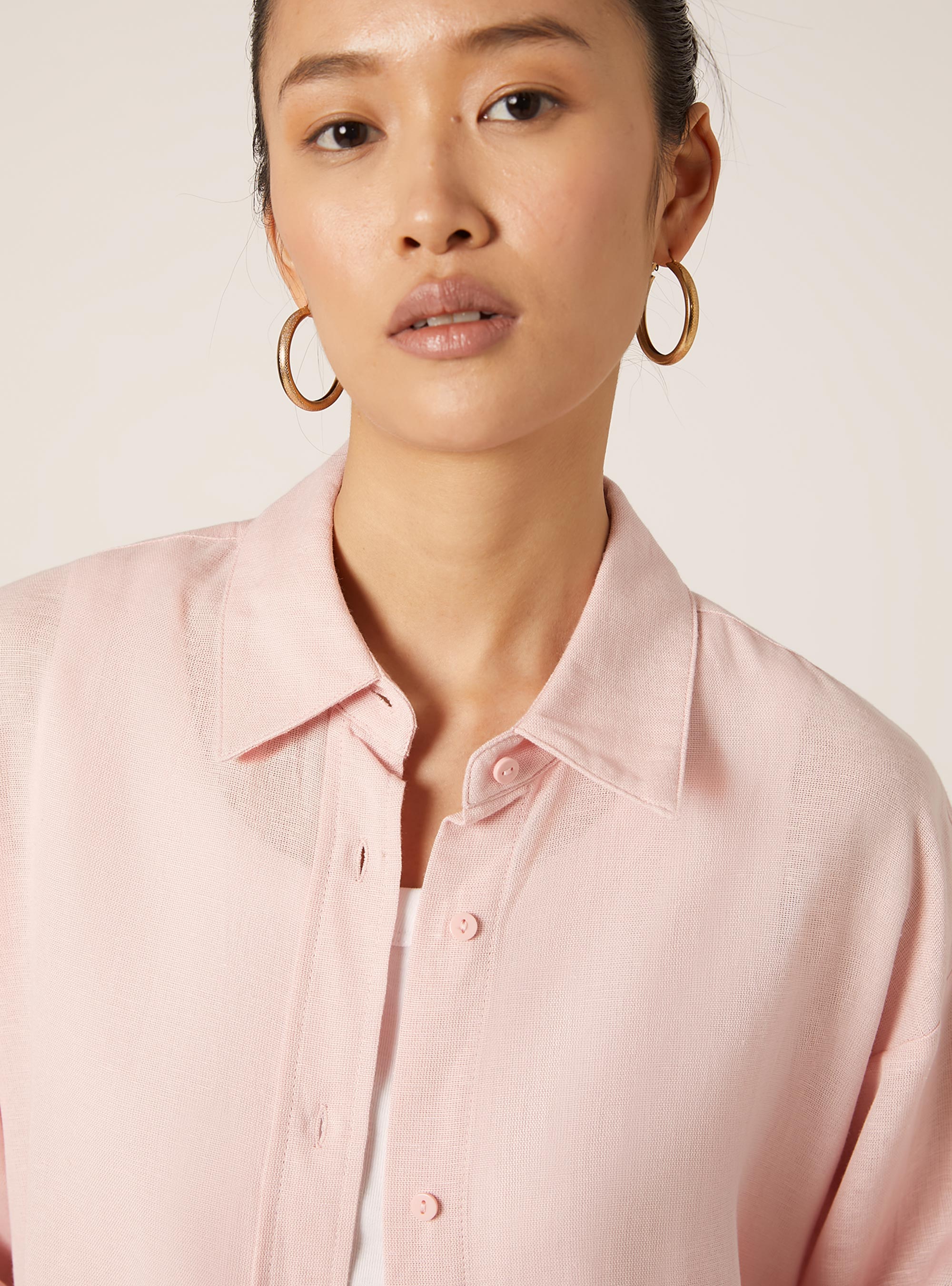 Comfort fit linen shirt, PK2 PINK MEDIUM