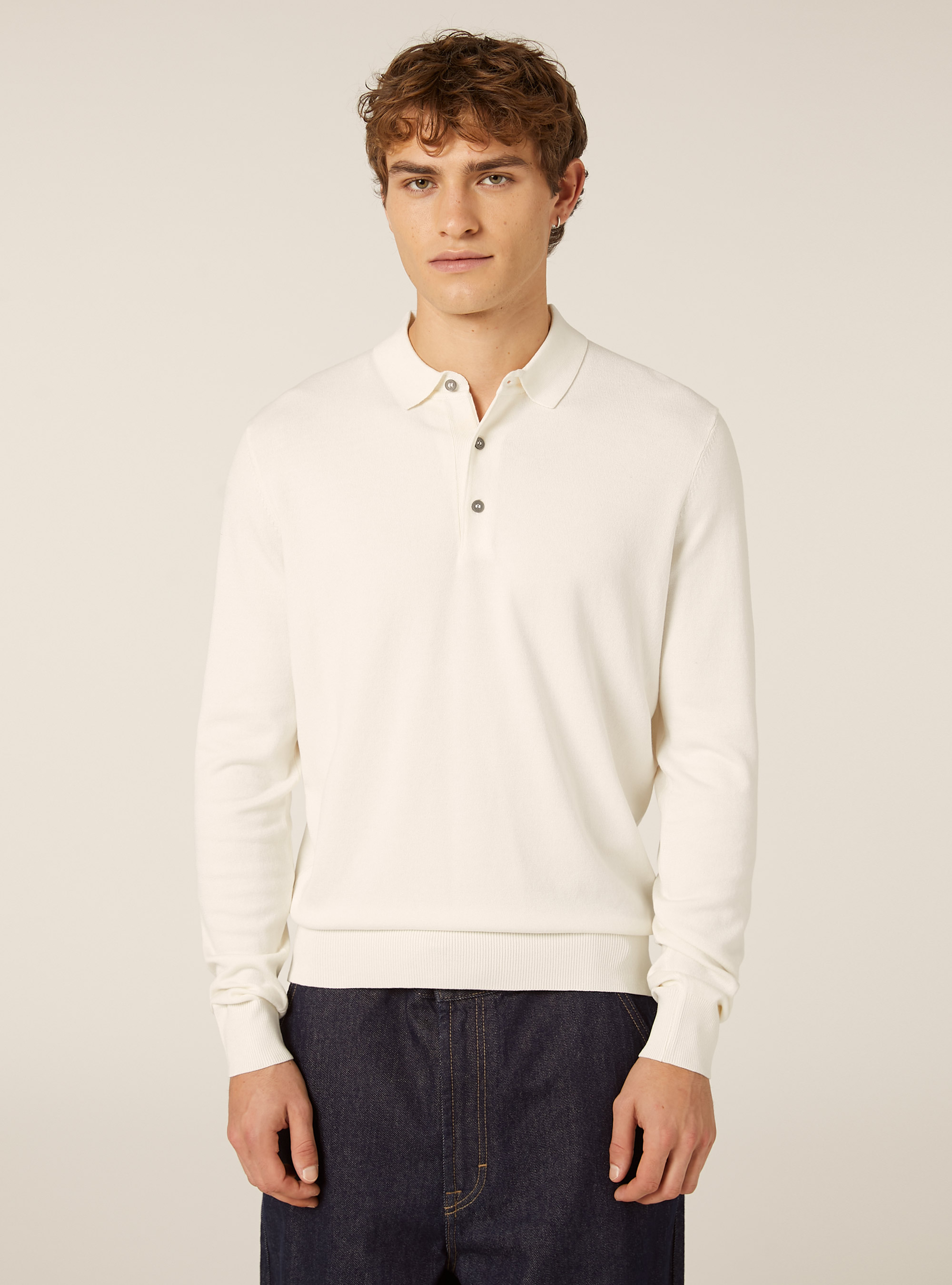 Polo de punto de manga larga, WH2 WHITE