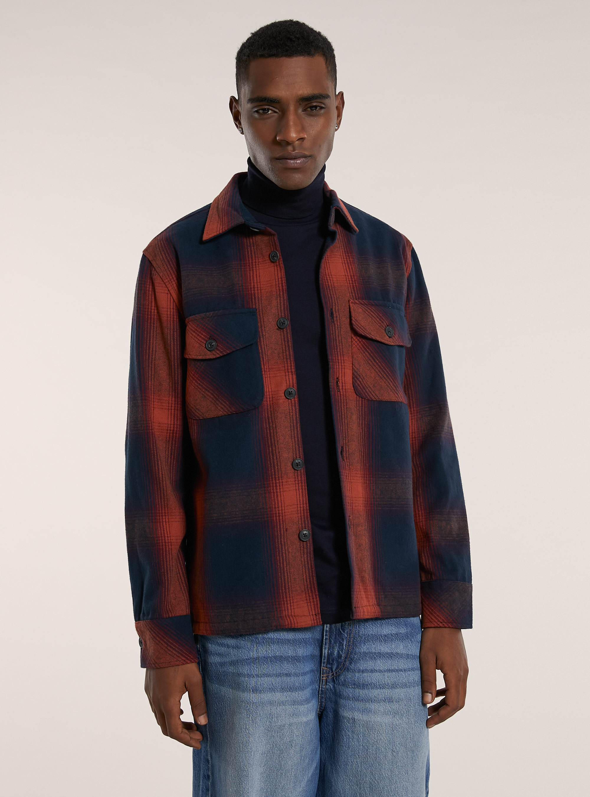 Checked shirt jacket, OR1 ORANGE DARK