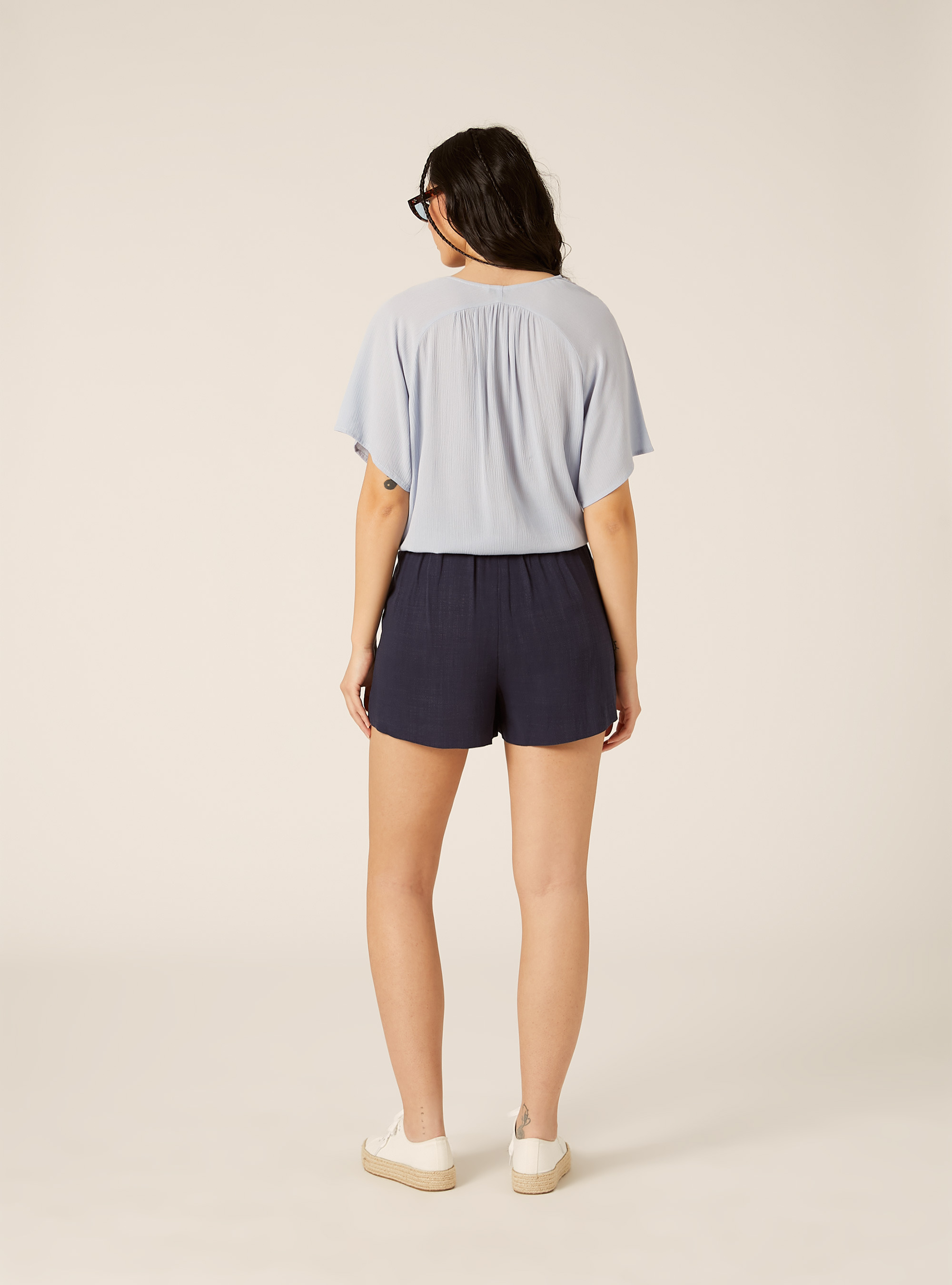 Camicia con nodo in crepe, AZ3 AZURE LIGHT