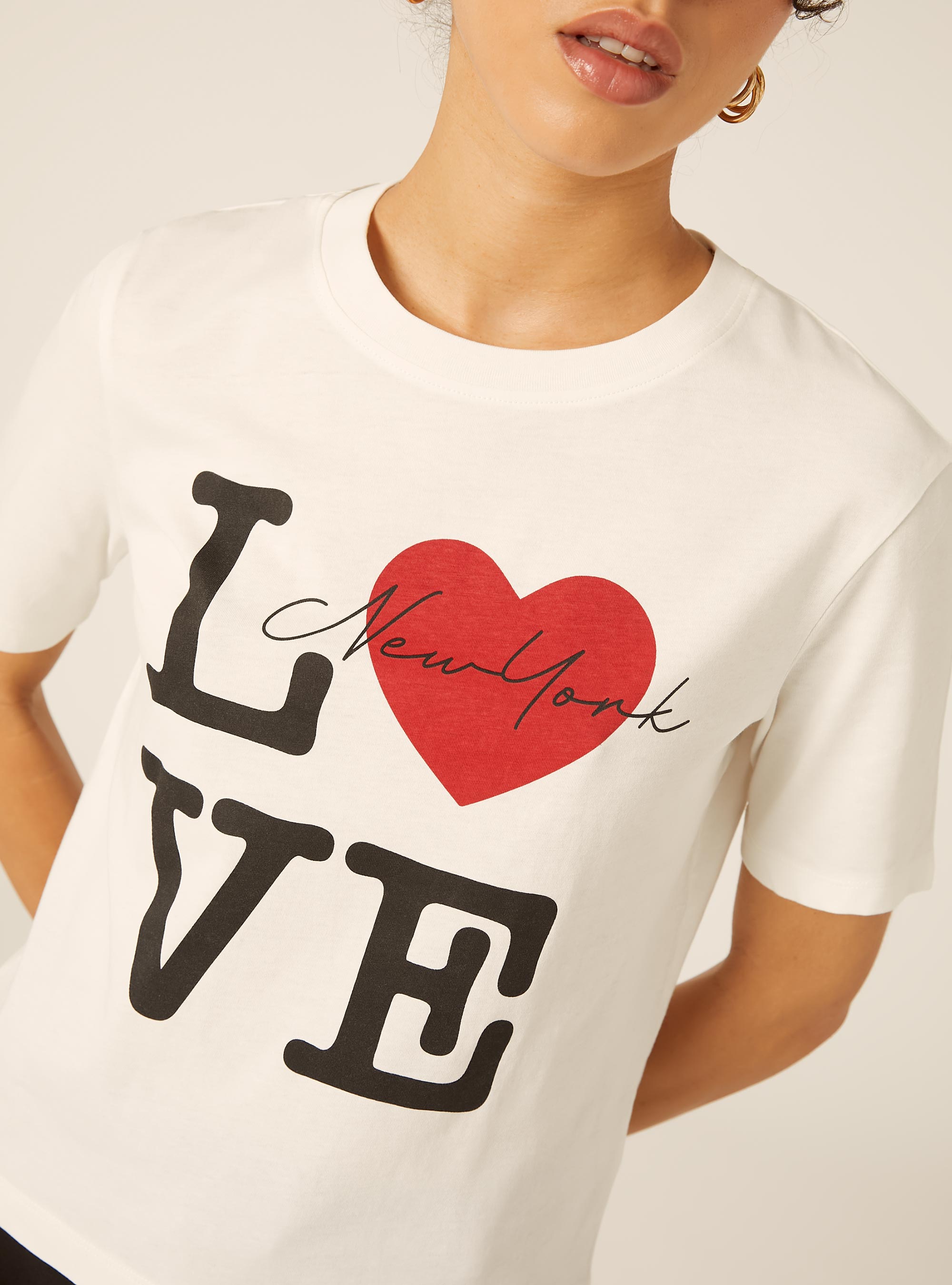 T-shirt regular con stampa i love ny, WH1 OFF WHITE