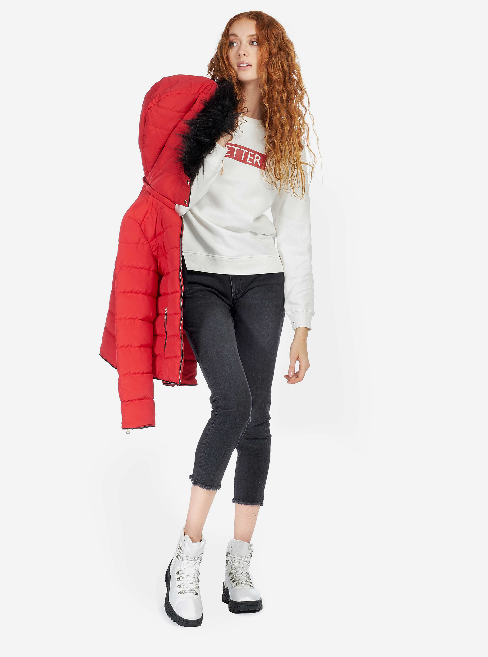 SWEATSHIRT WITH SLOGAN, WHITE