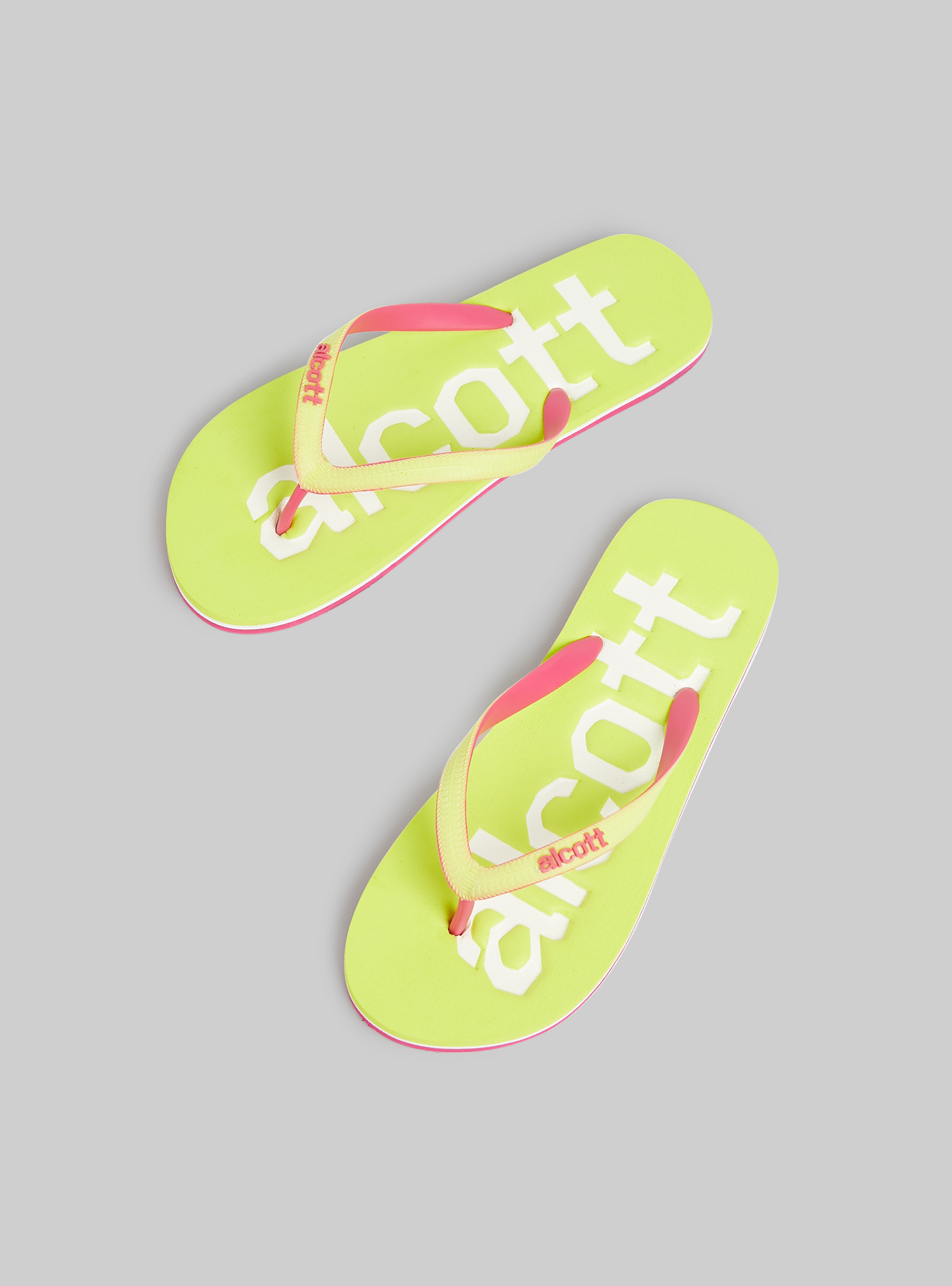 Infradito con logo a contrasto, LI2 LIME MEDIUM