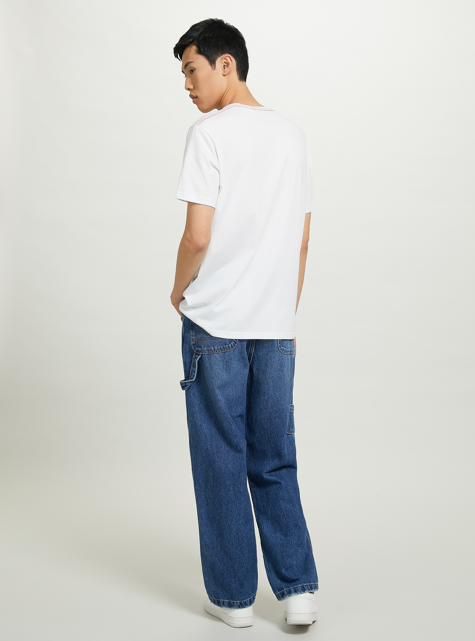 Cotton T-shirt with print, WHITE