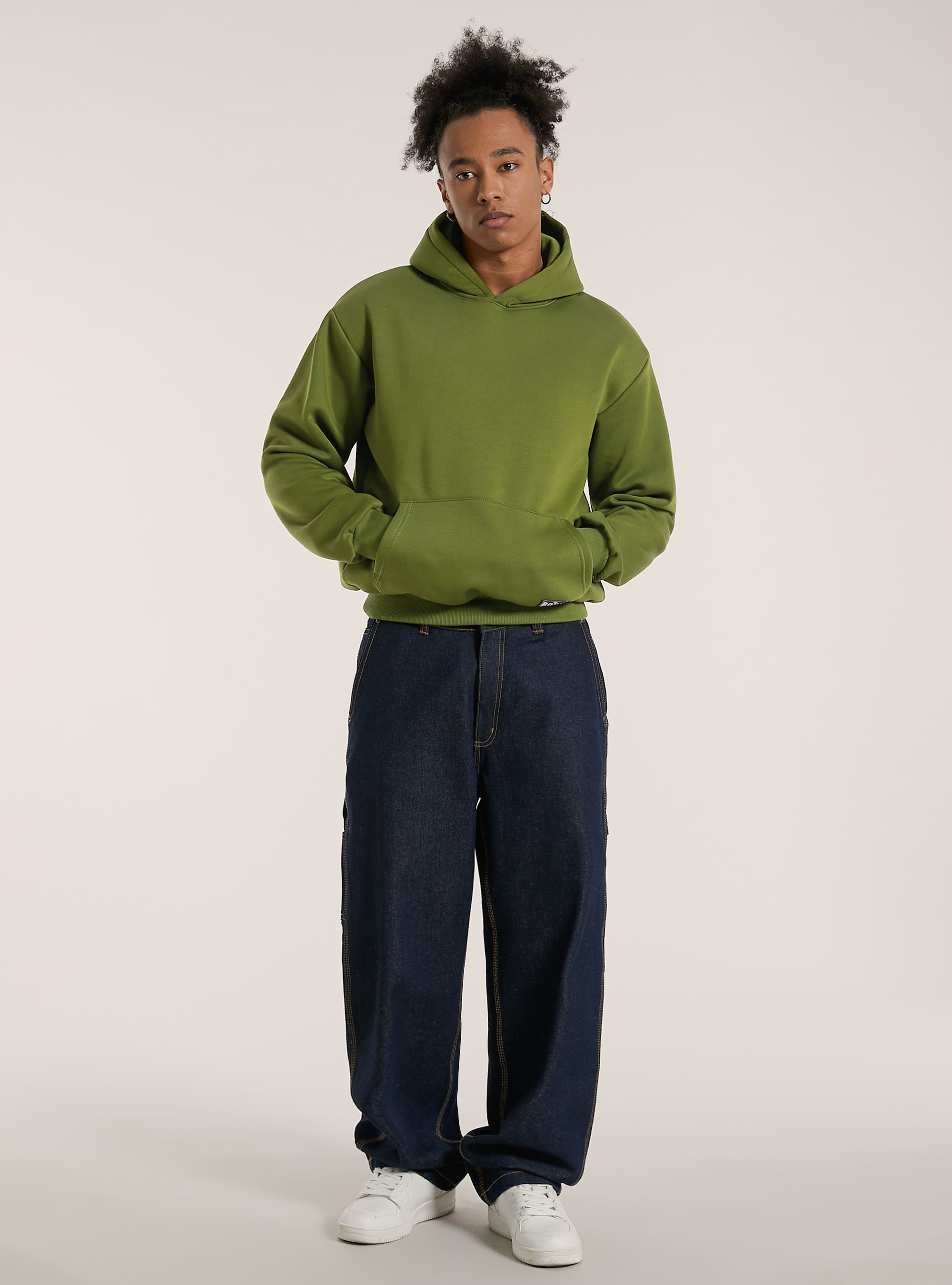 Boxy Fit Hoodie Genderless, LI1 LIME DARK