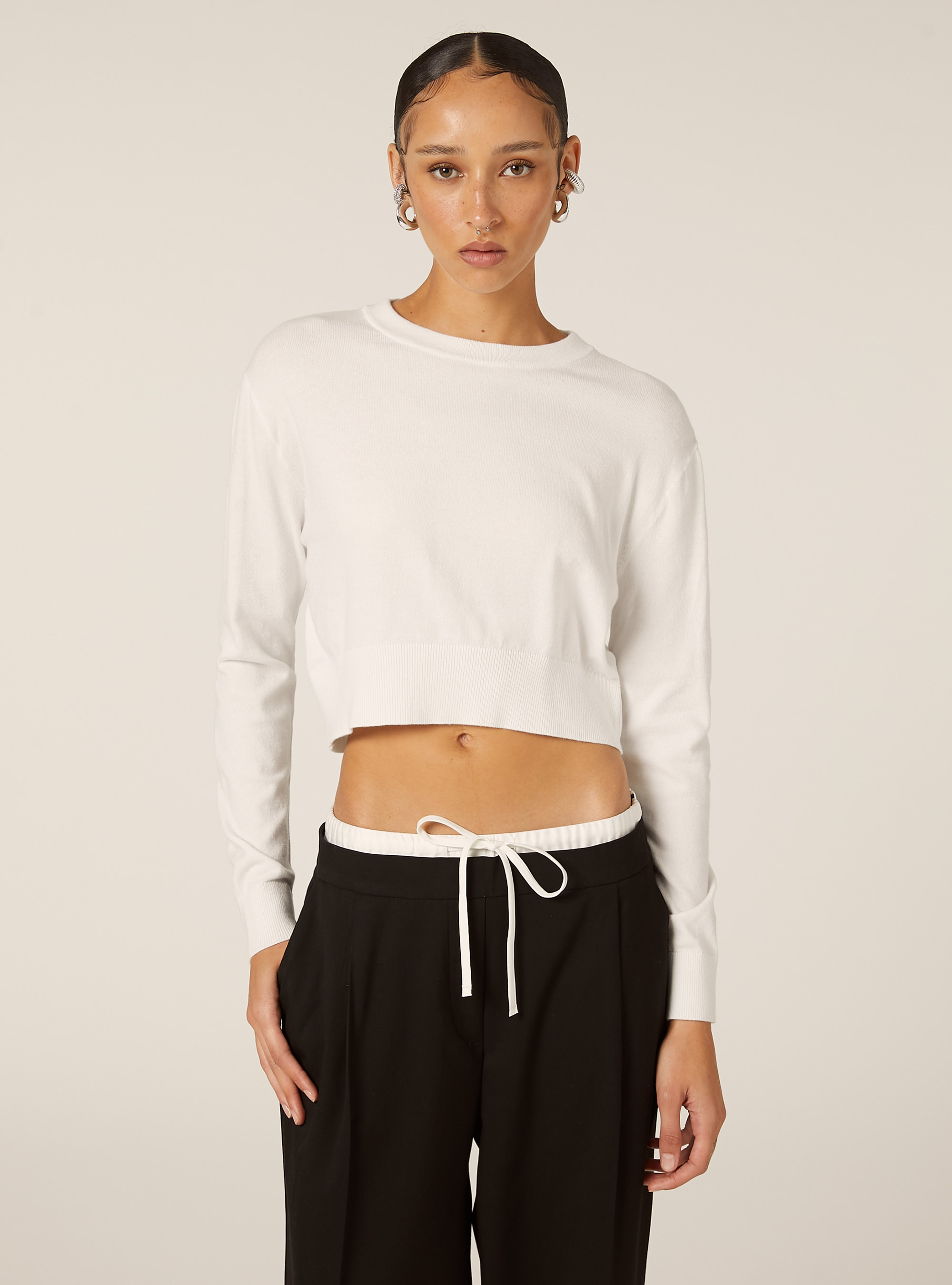 Boxy fit crew neck pullover, WH2 WHITE