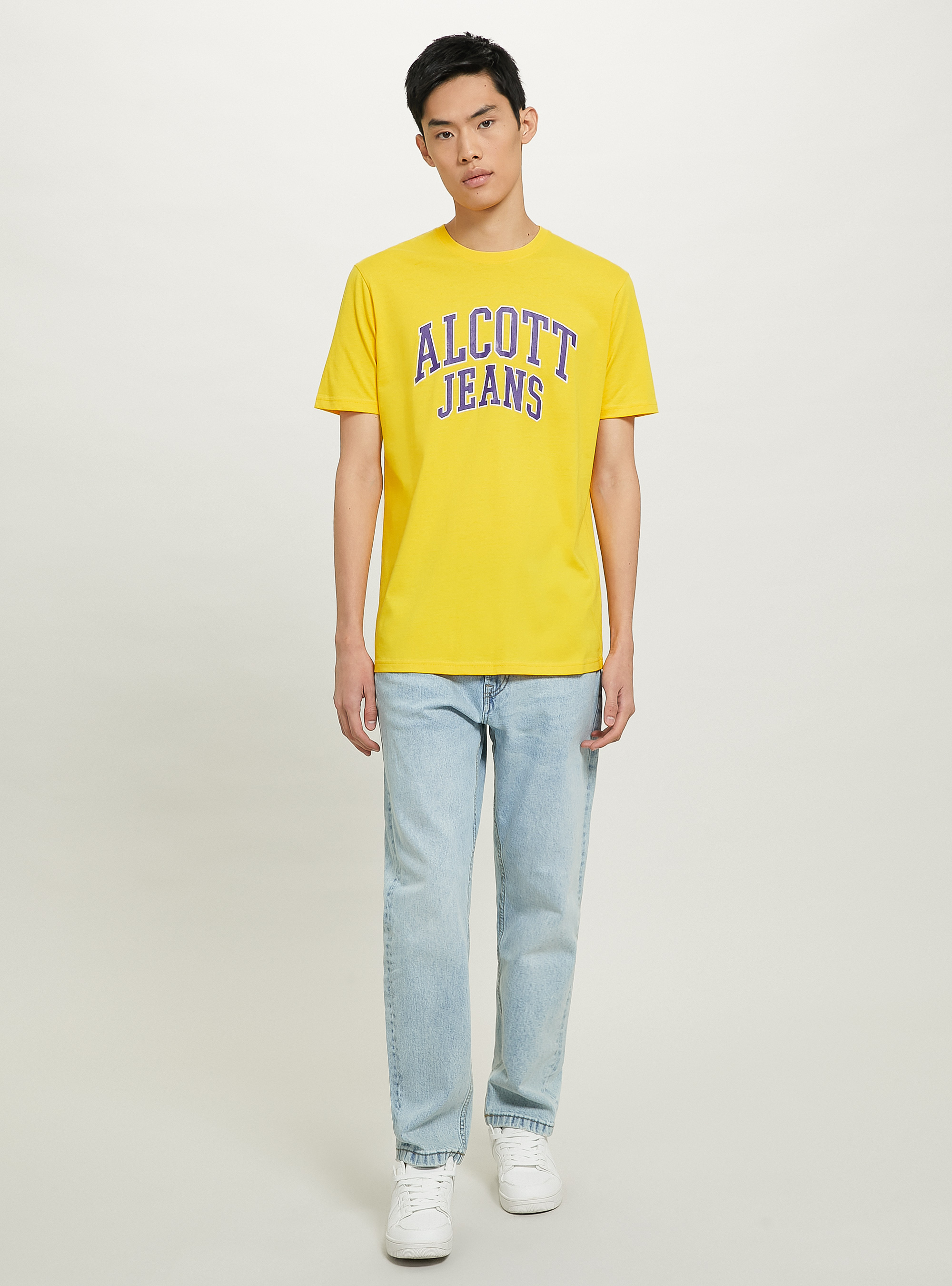 Cotton T-shirt with print, C7704 YELLOW