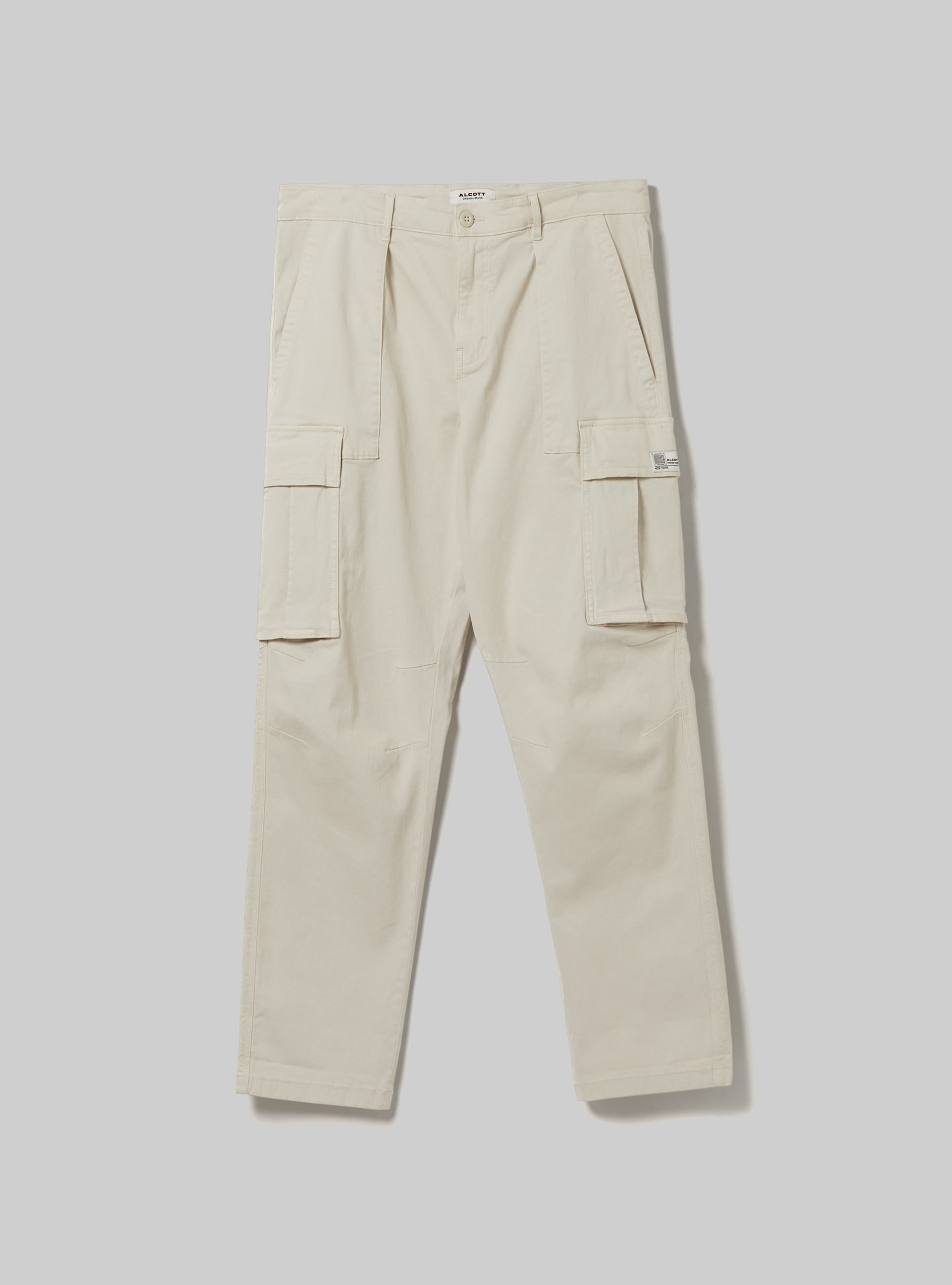 Pantaloni cargo relaxed in twill stretch, BG3 BEIGE LIGHT