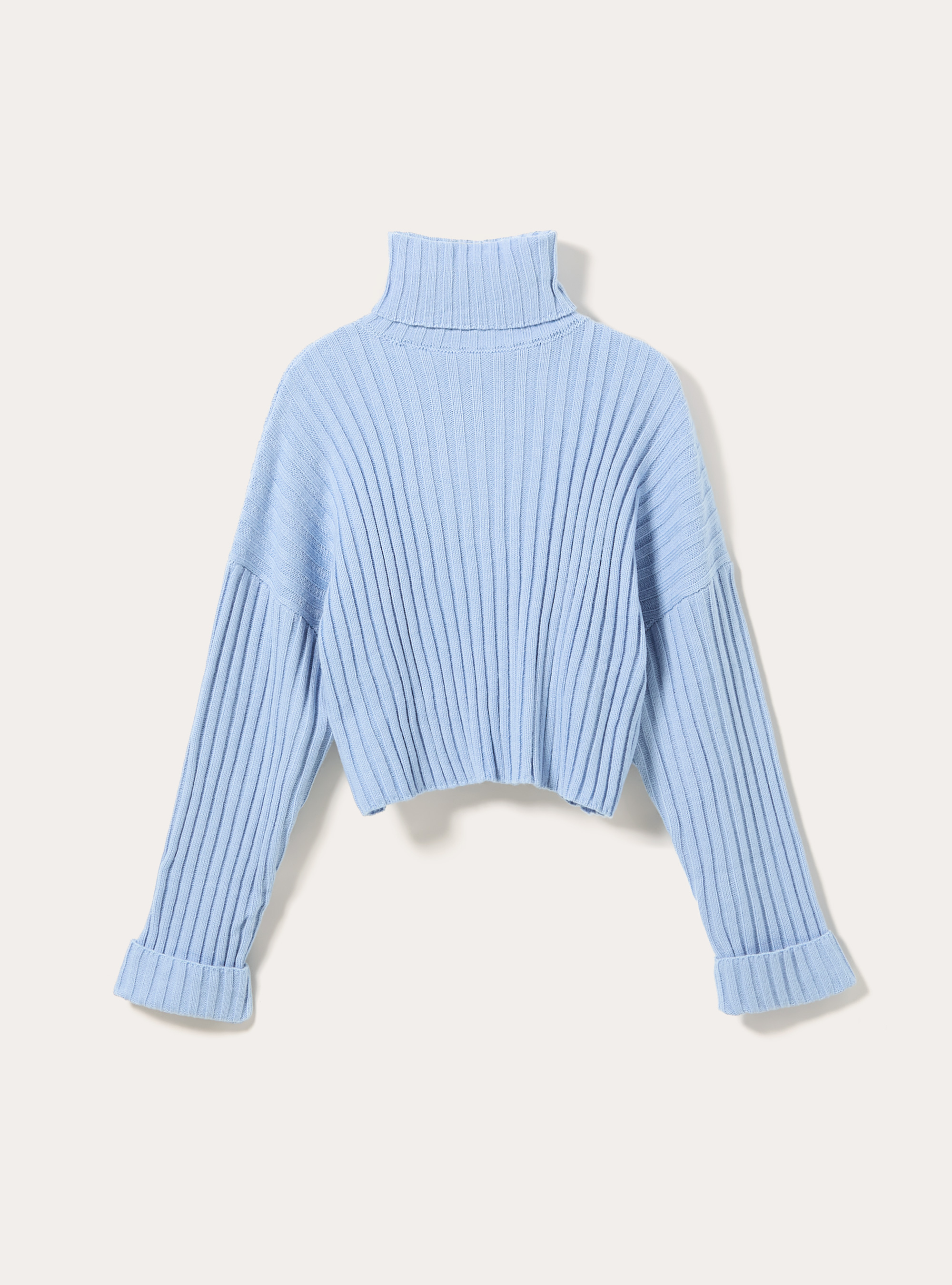 Cropped high-neck pullover, MAZ2 AZURE MEL MEDIUM