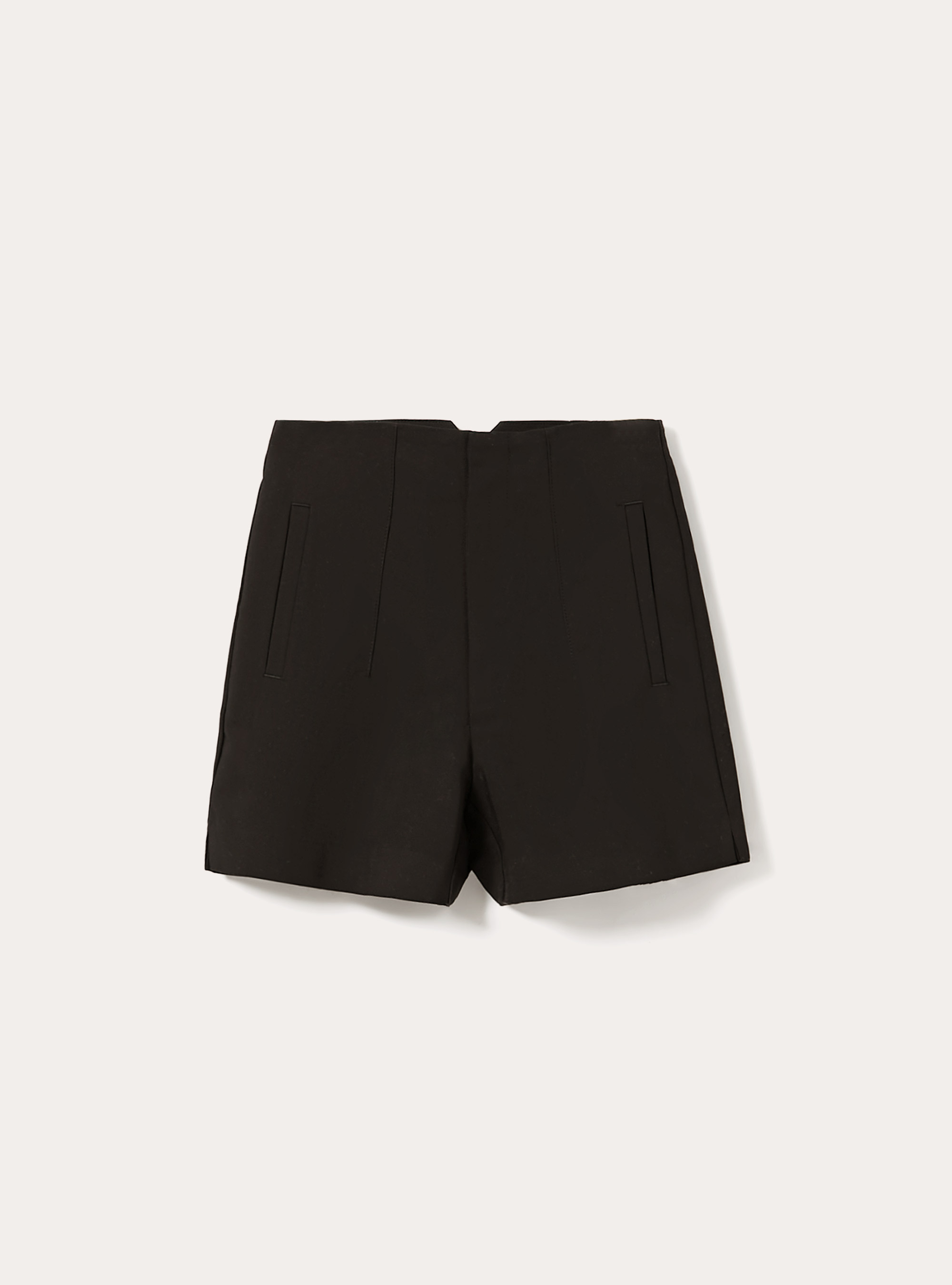 High-waisted shorts with darts, BK1 BLACK