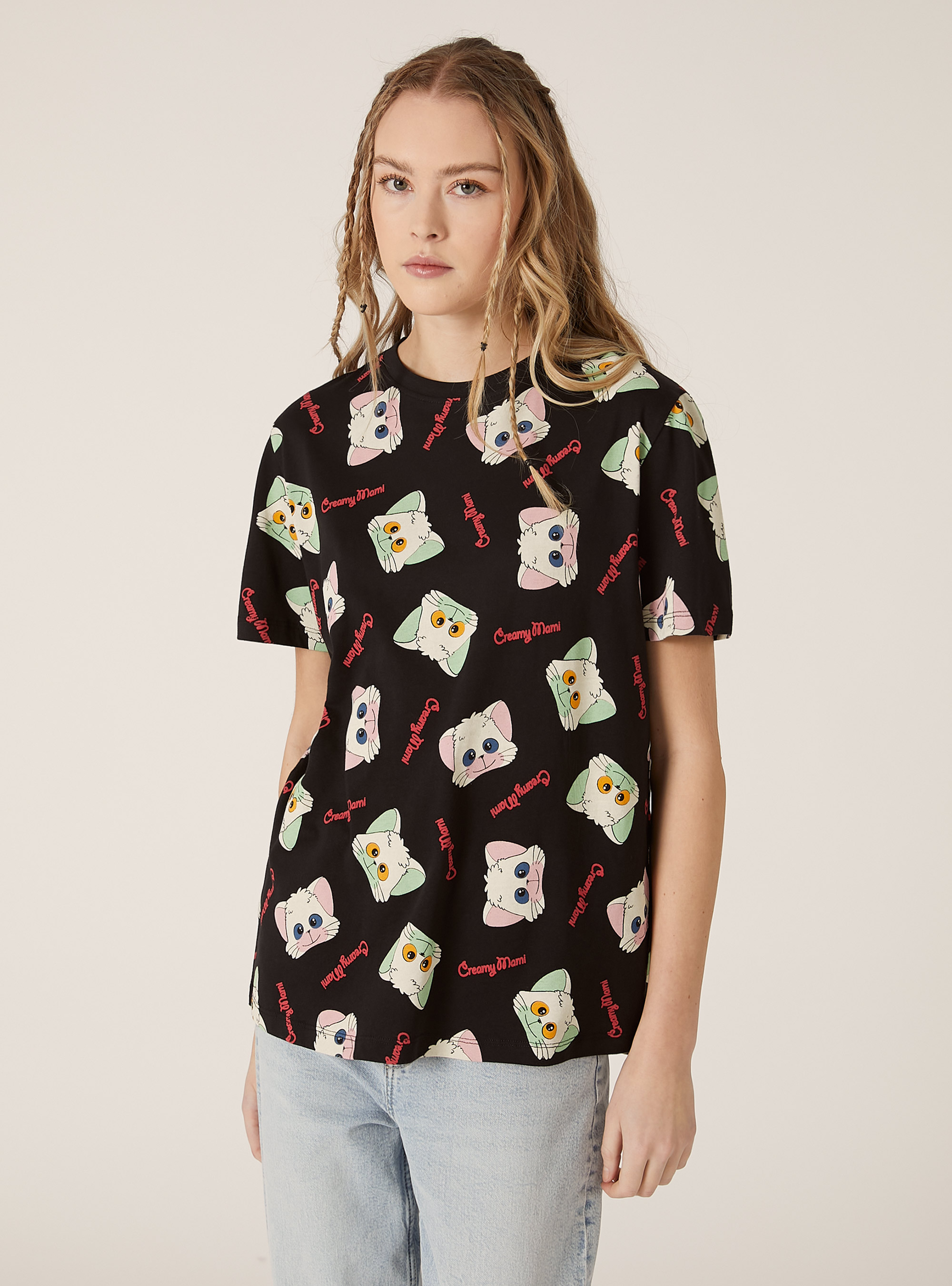 Camiseta con estampado Creamy / Alcott, BK1 BLACK