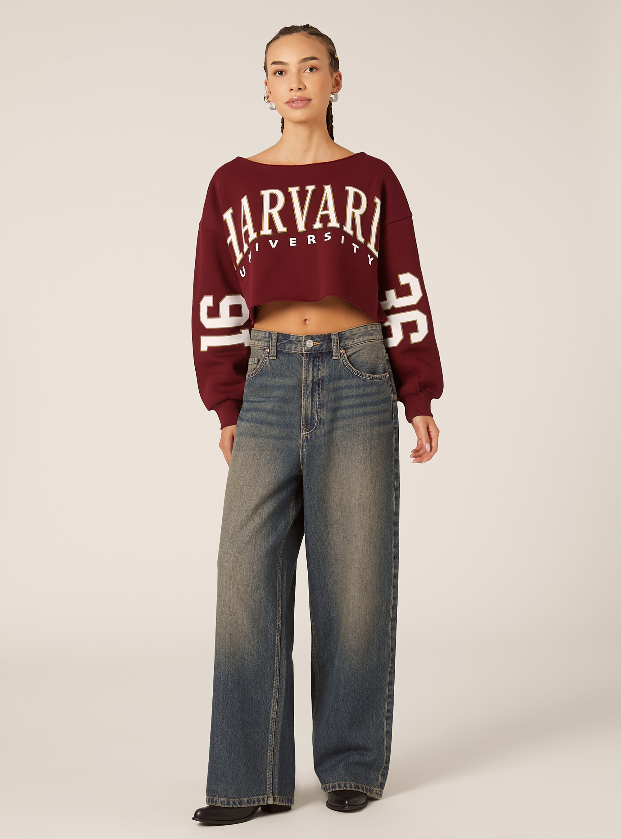 Felpa con scollo a barca Harvard / Alcott, BO1 BORDEAUX DARK