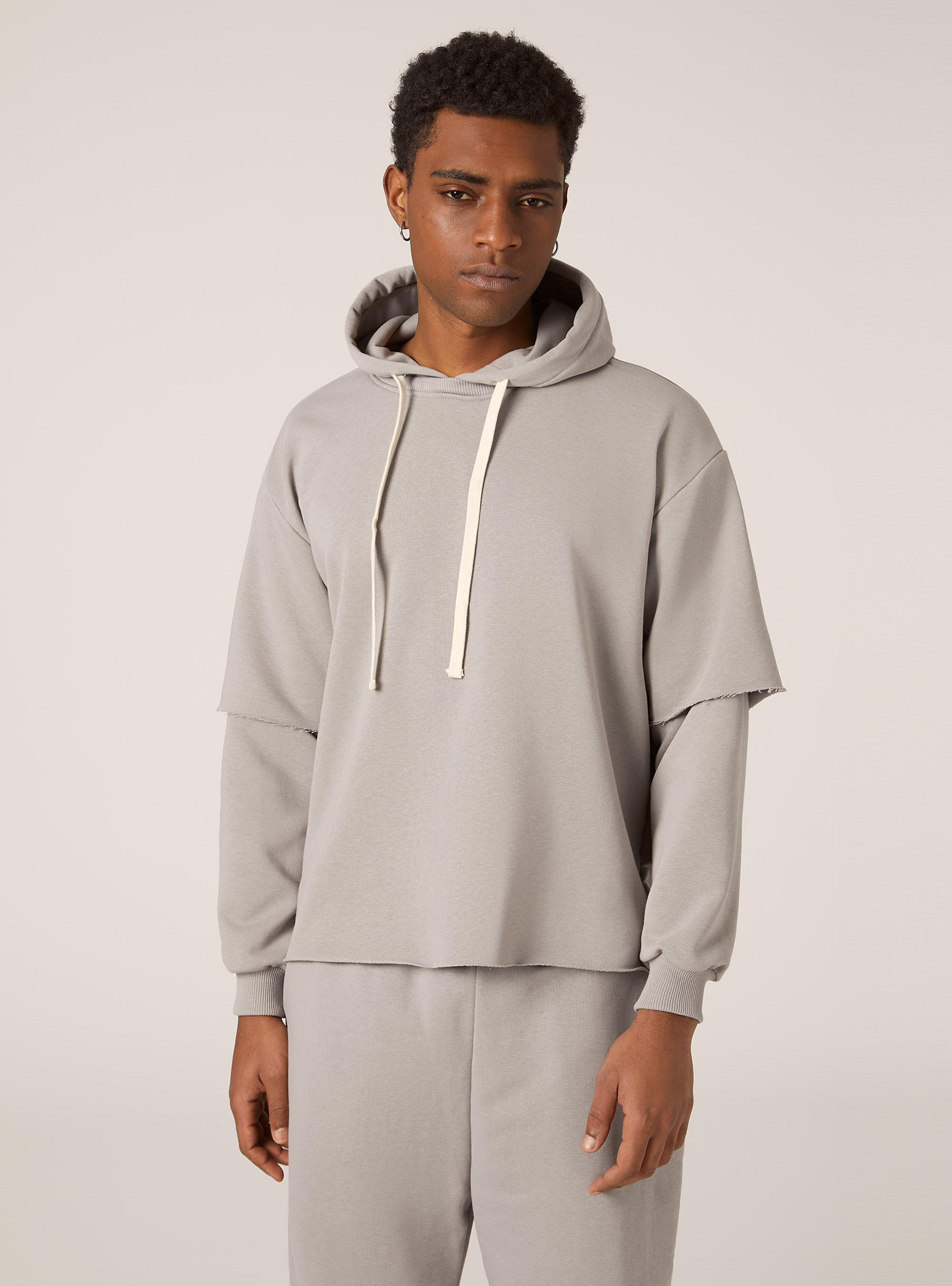 Double sleeve boxy sweatshirt, GY2 GREY MEDIUM