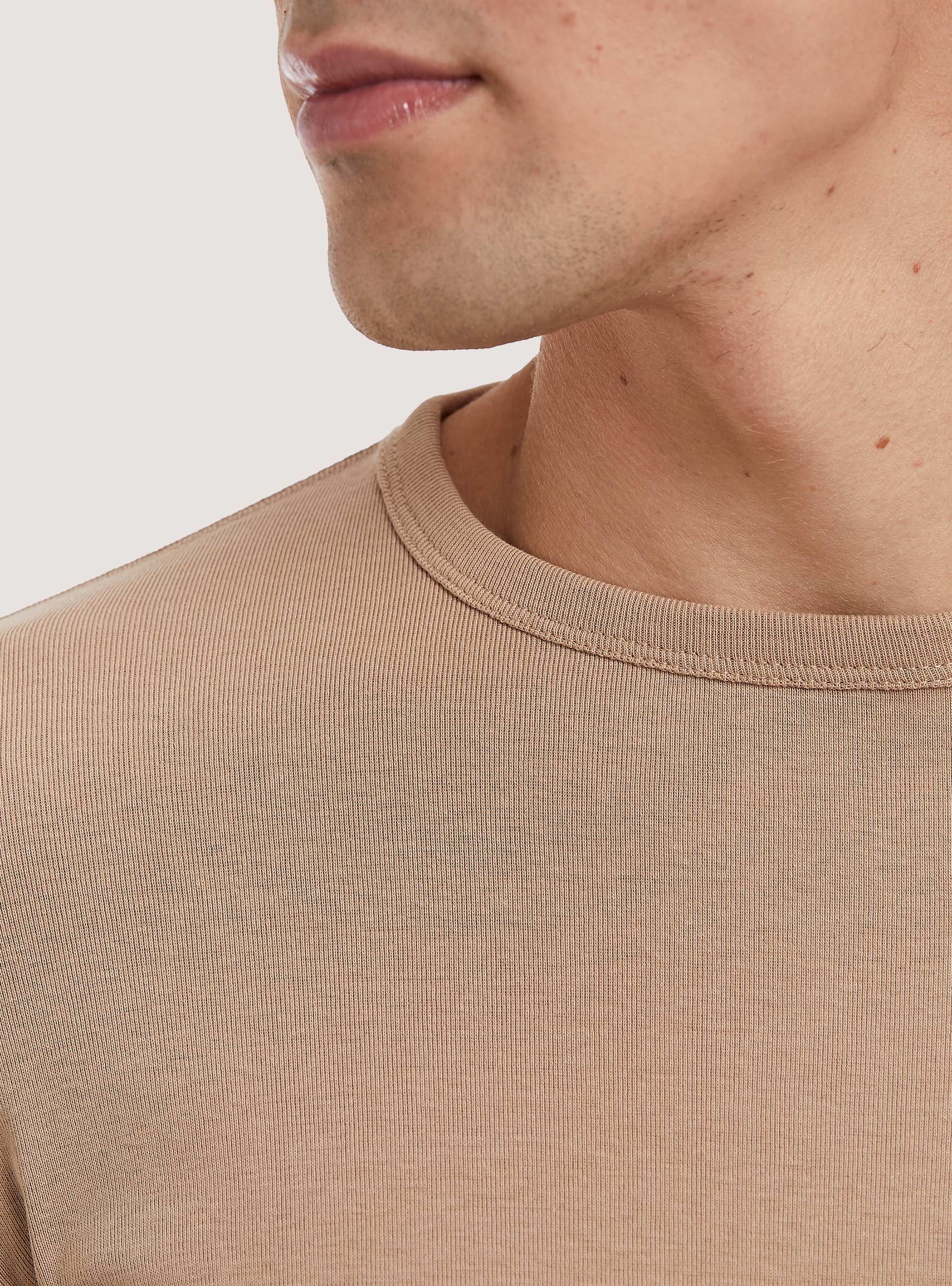 Maglietta a maniche lunghe in cotone, CAMELLO