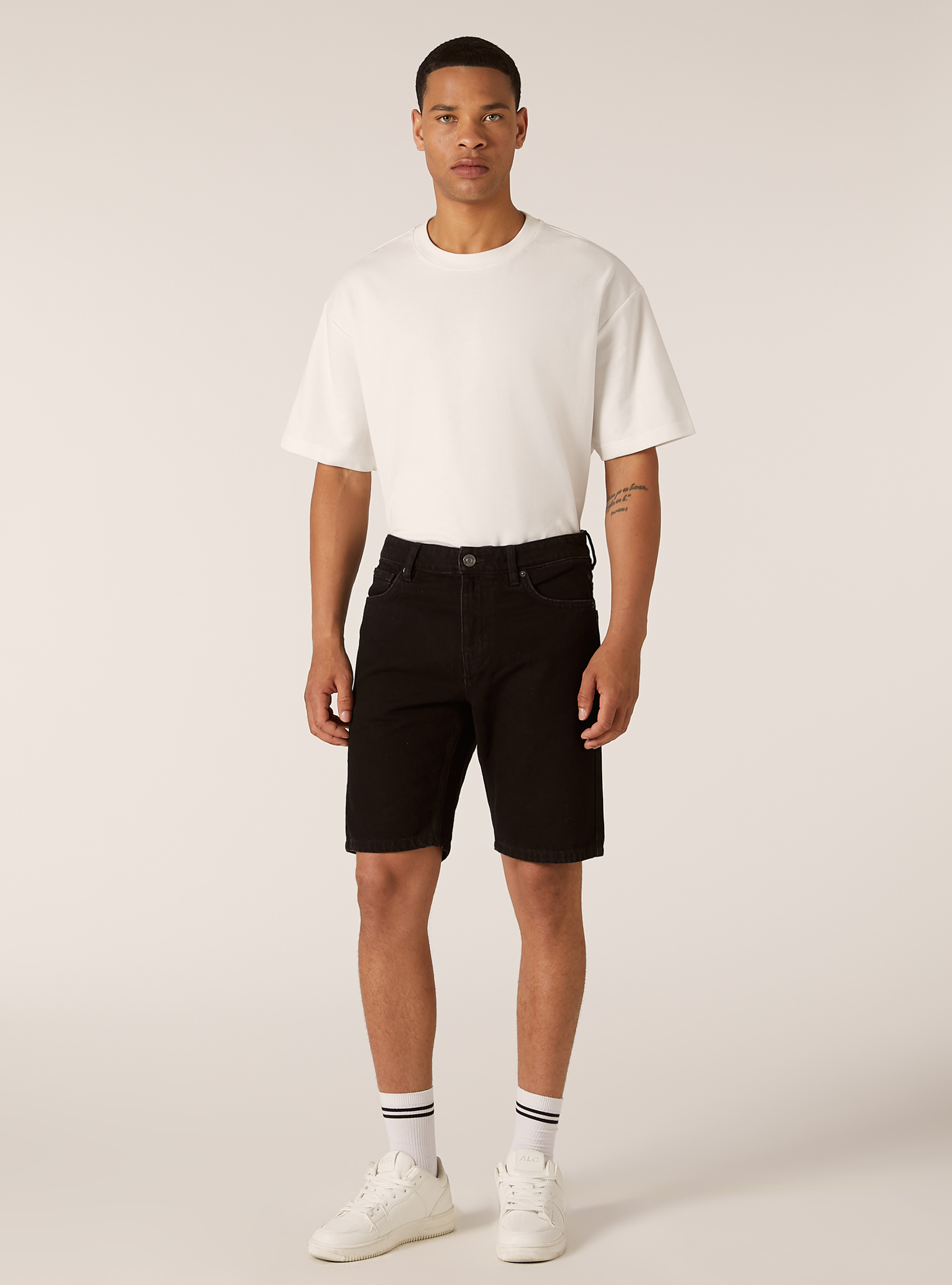 Regular Fit Denim Bermuda Shorts, D000 BLACK