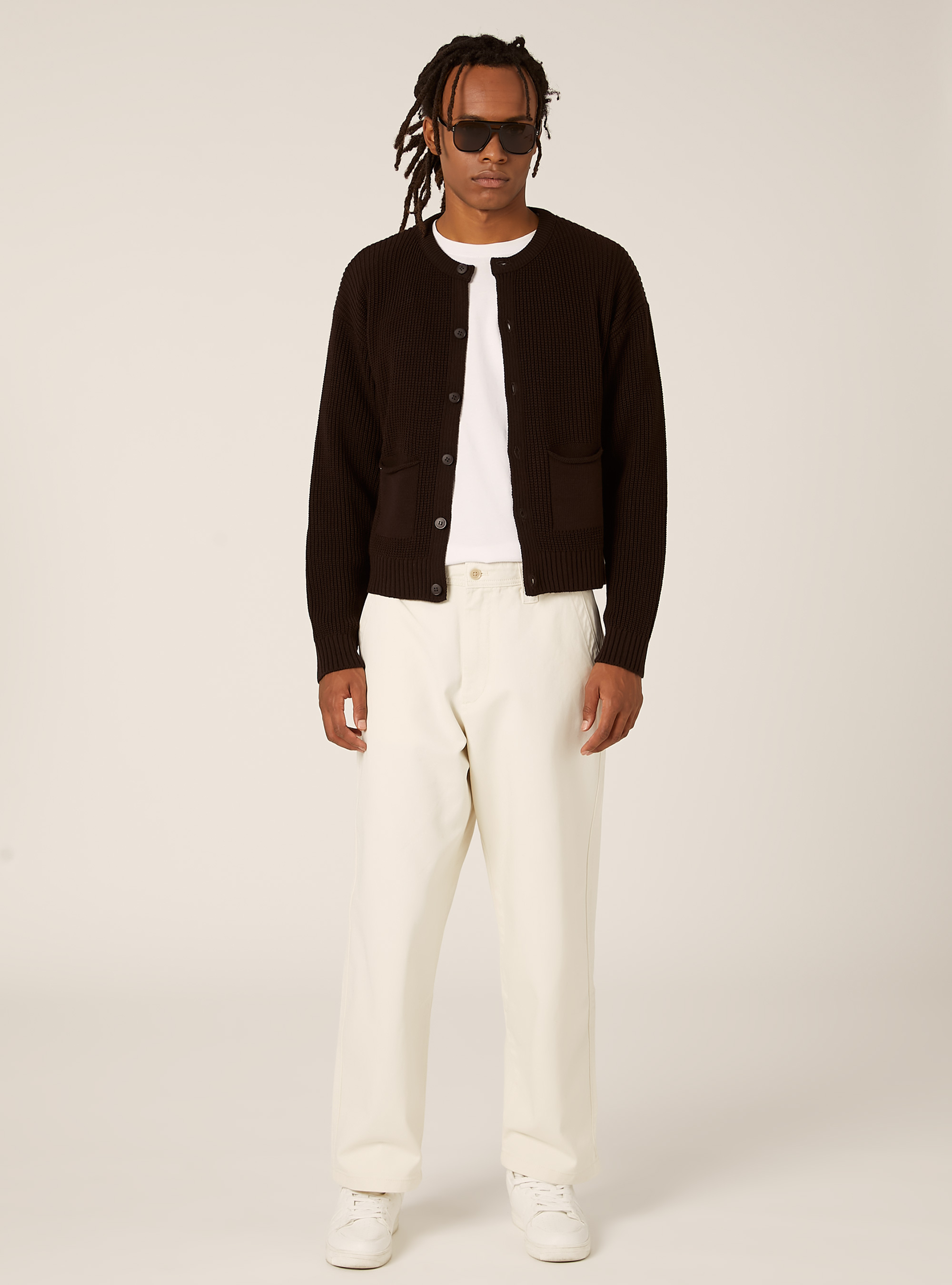 Boxy fit knit cardigan, BR1 BROWN DARK