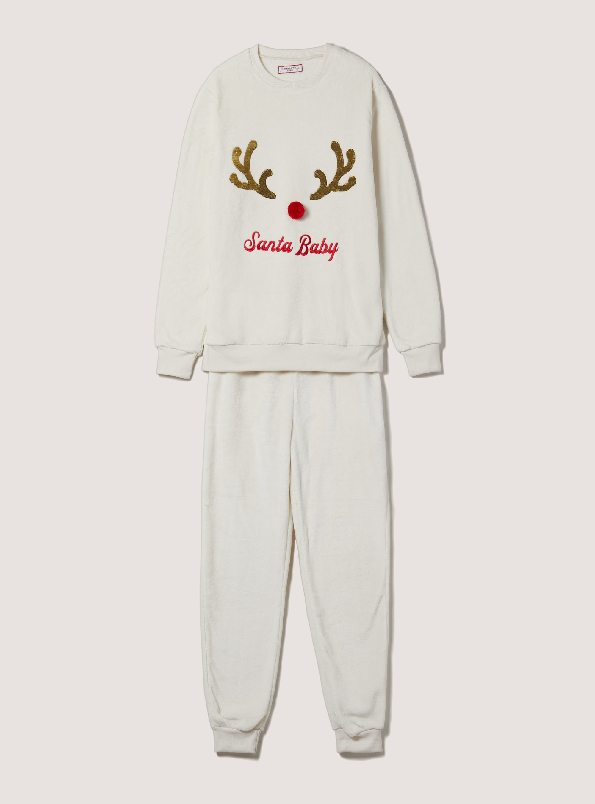 Christmas Collection soft touch pyjamas, WH1 OFF WHITE