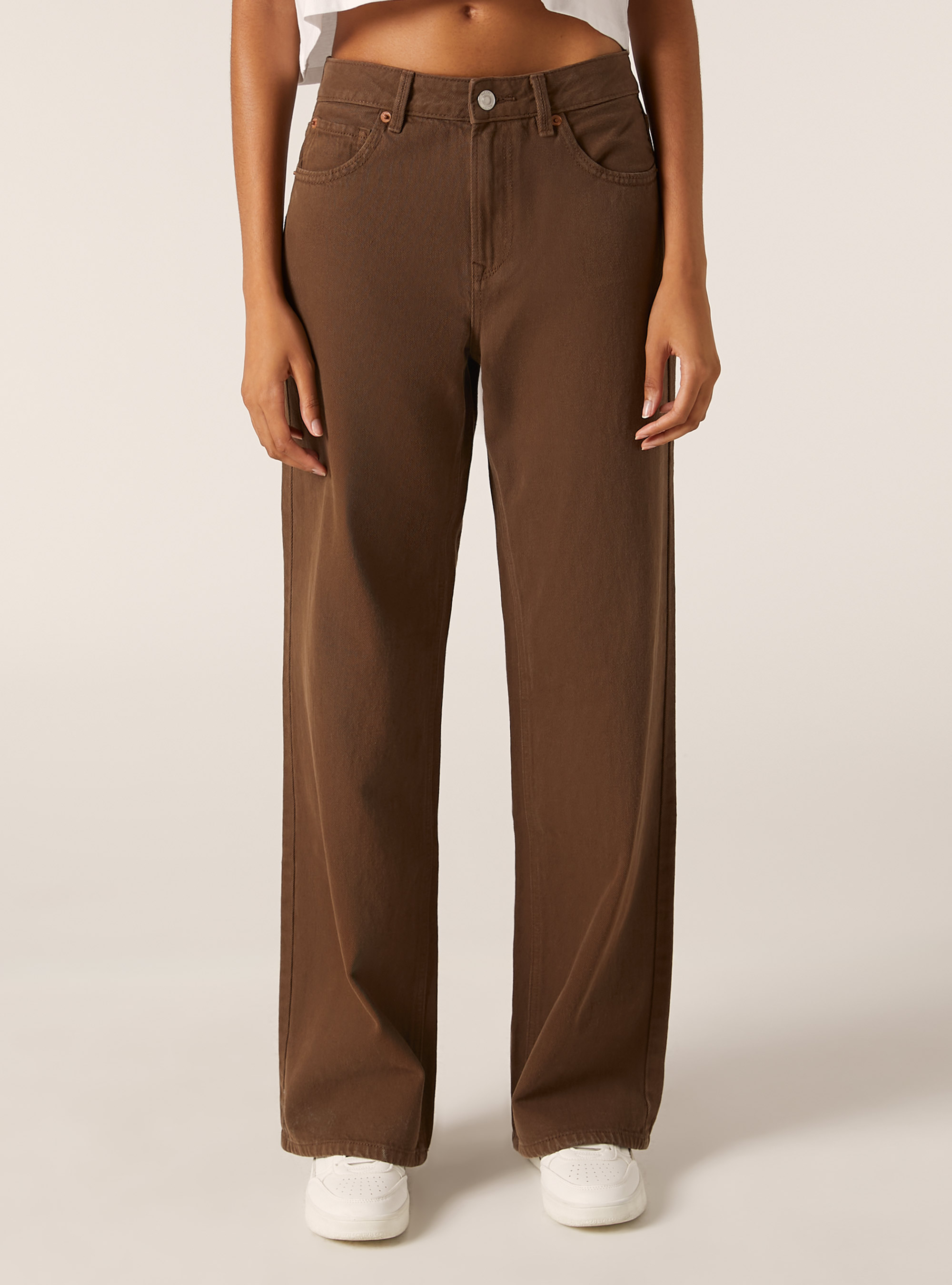 Coloured straight fit jeans, BR2 BROWN MEDIUM