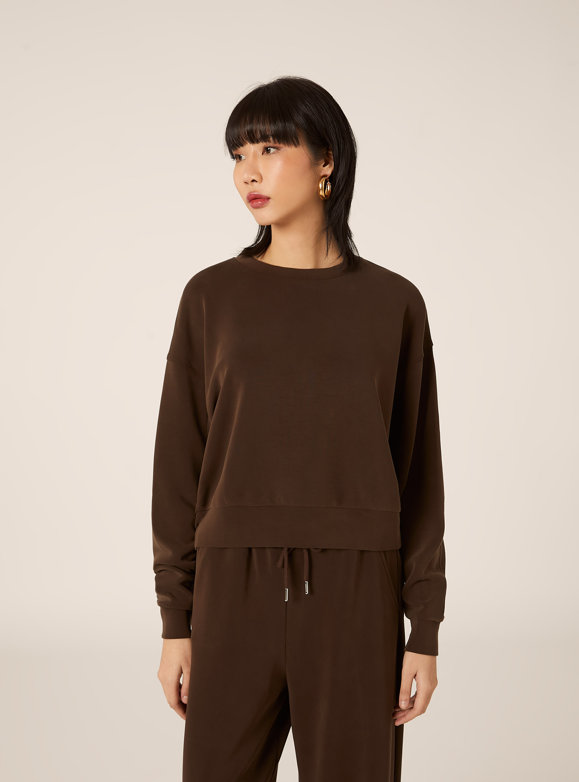 Soft touch sweatshirt, BR1 BROWN DARK
