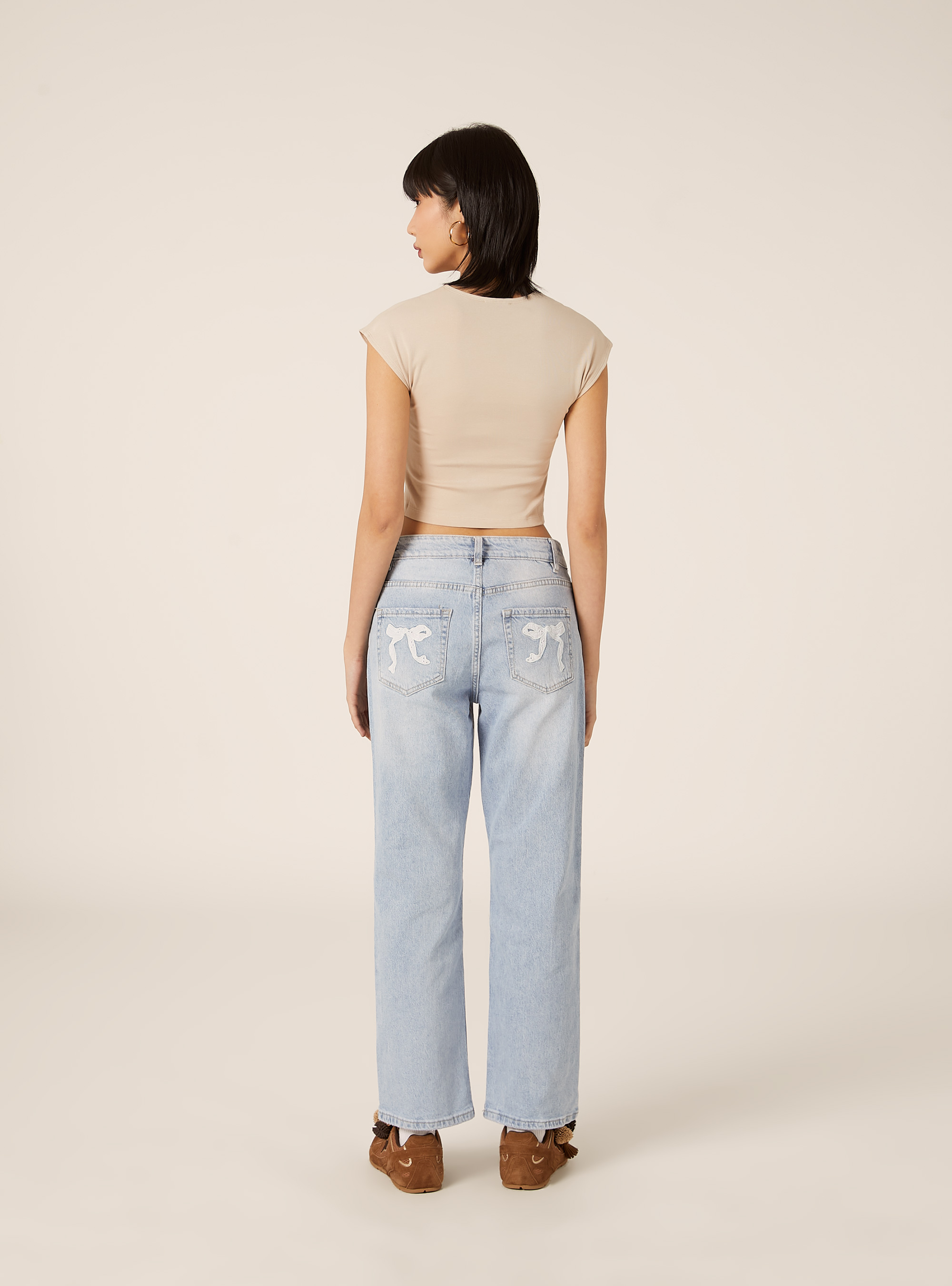 T-shirt crop con con maniche ad aletta, BG2 BEIGE MEDIUM