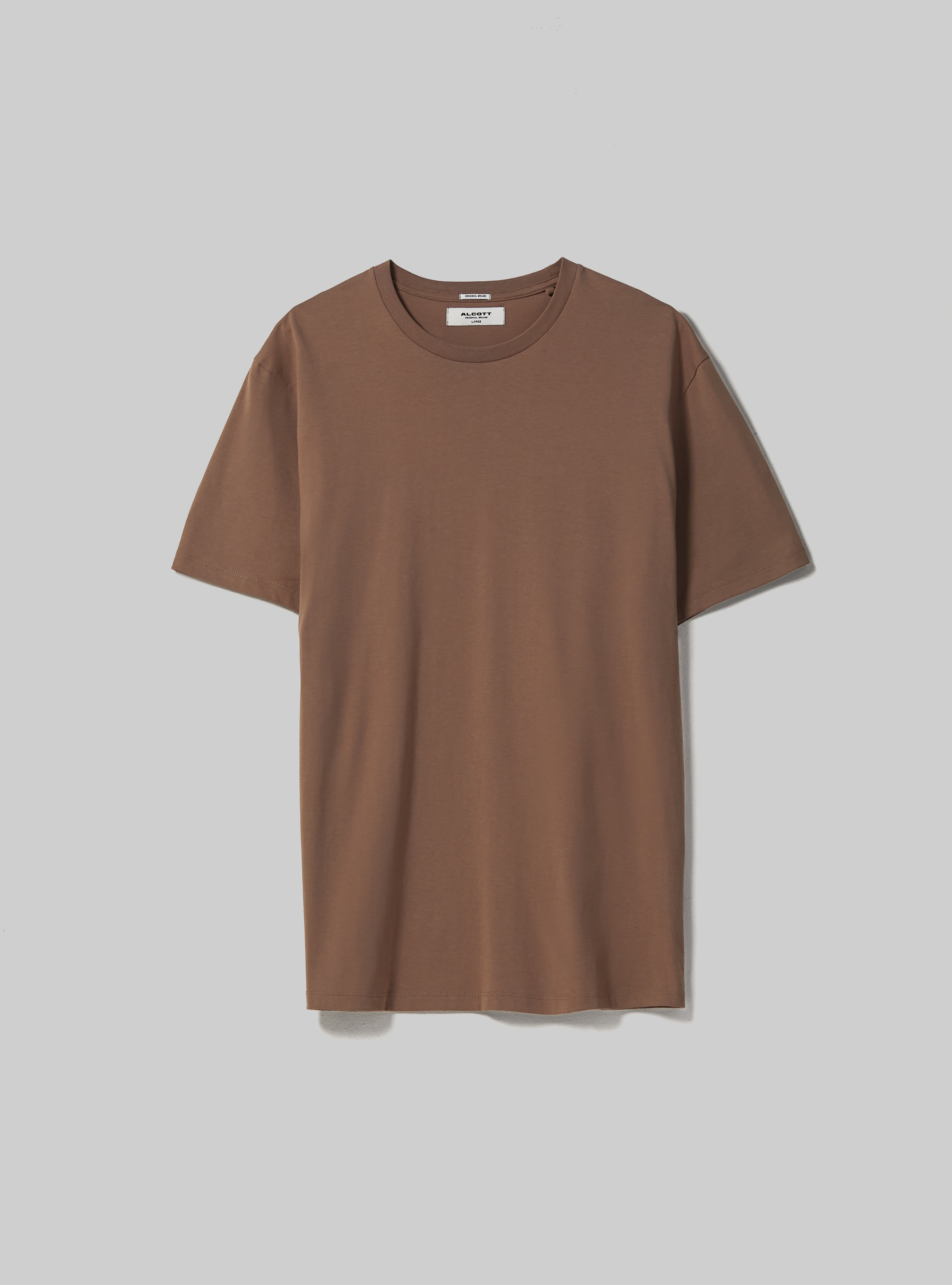 Camiseta de algod&oacute;n con cuello redondo, BR2 BROWN MEDIUM