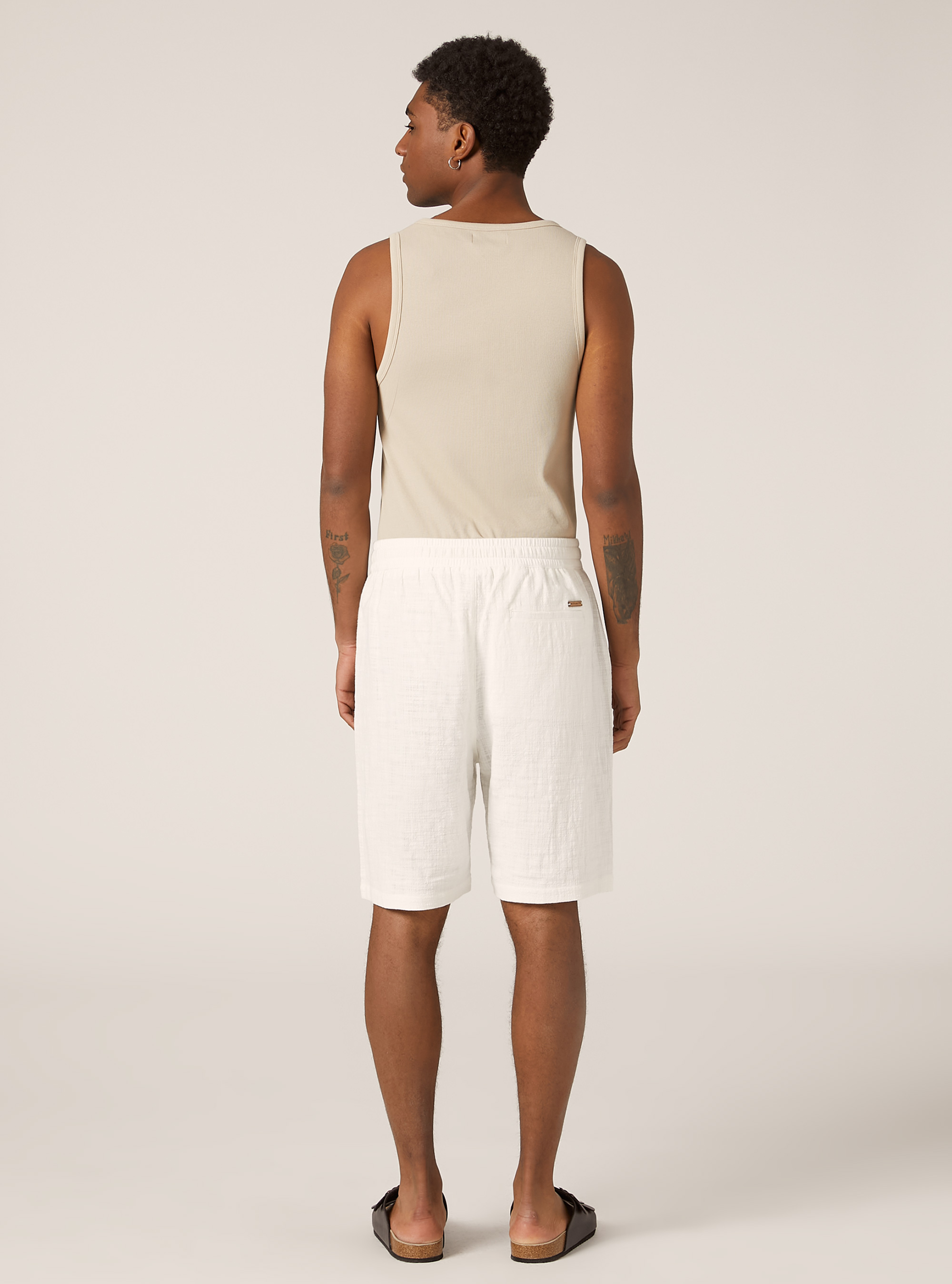 Cotton bermuda shorts with elastic waistband, WH2 WHITE