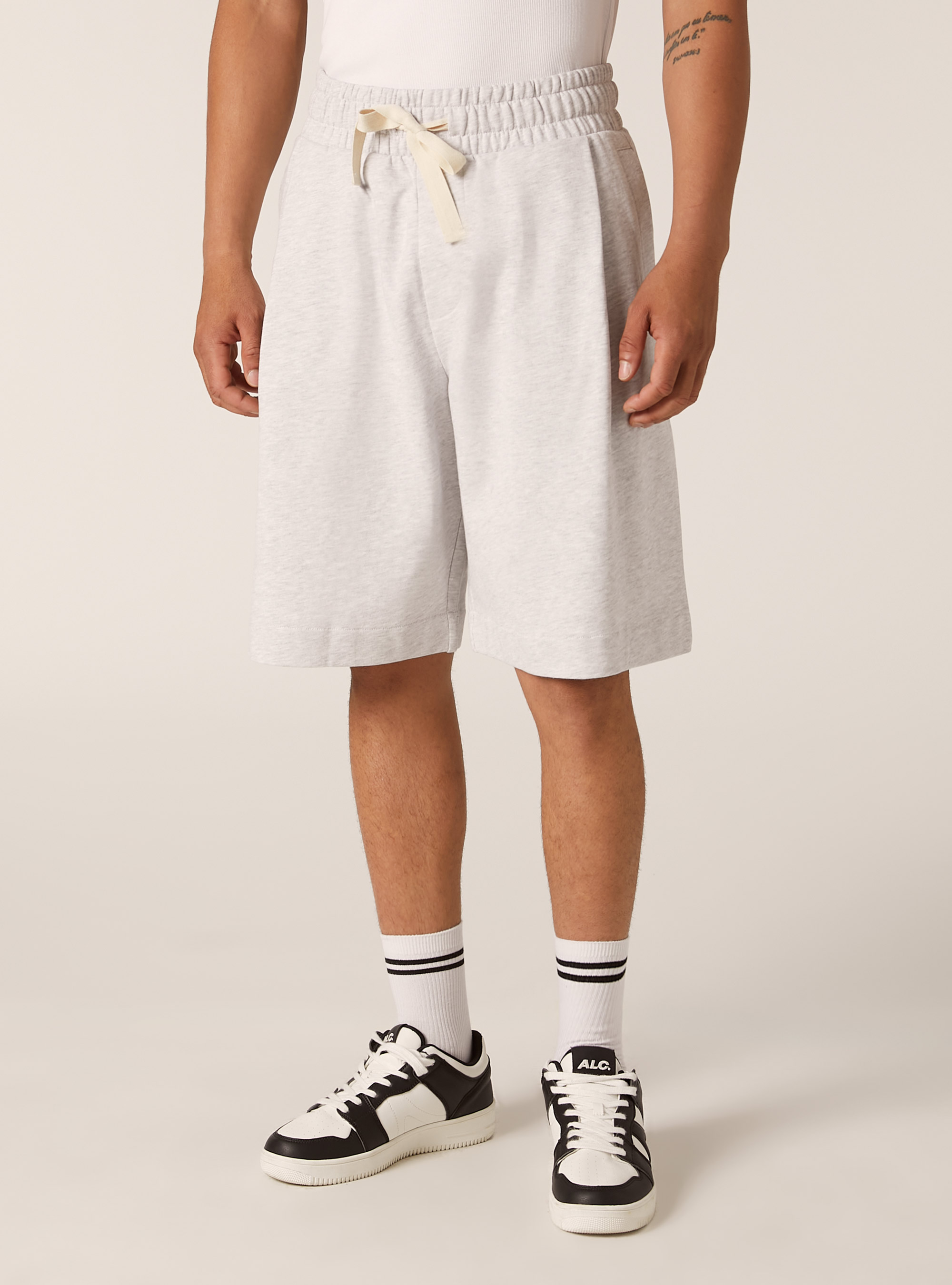Bermudas de felpa de corte holgado, MGY3 GREY MEL LIGHT