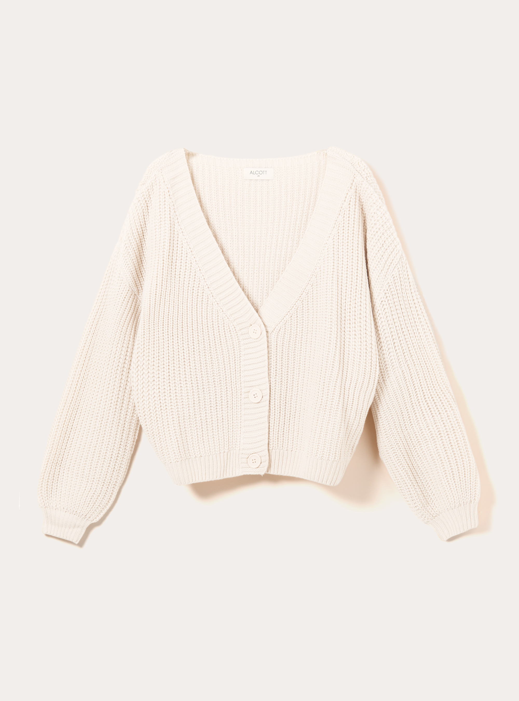 Knitted cardigan with V-neck, MWH1 WHITE MEL DARK
