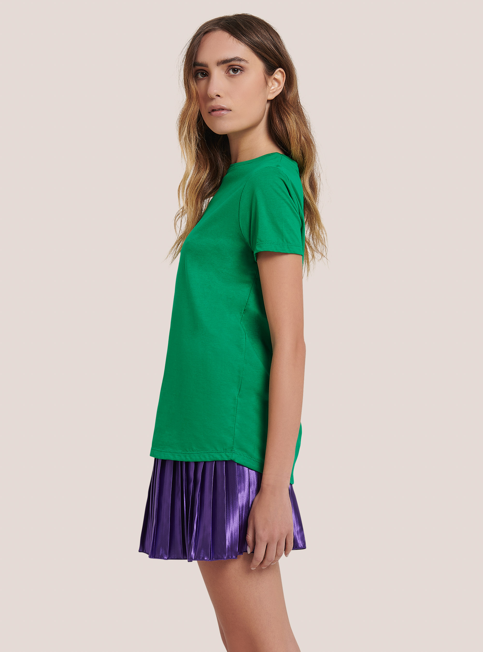 Maglietta in cotone tinta unita, C6575 GREEN