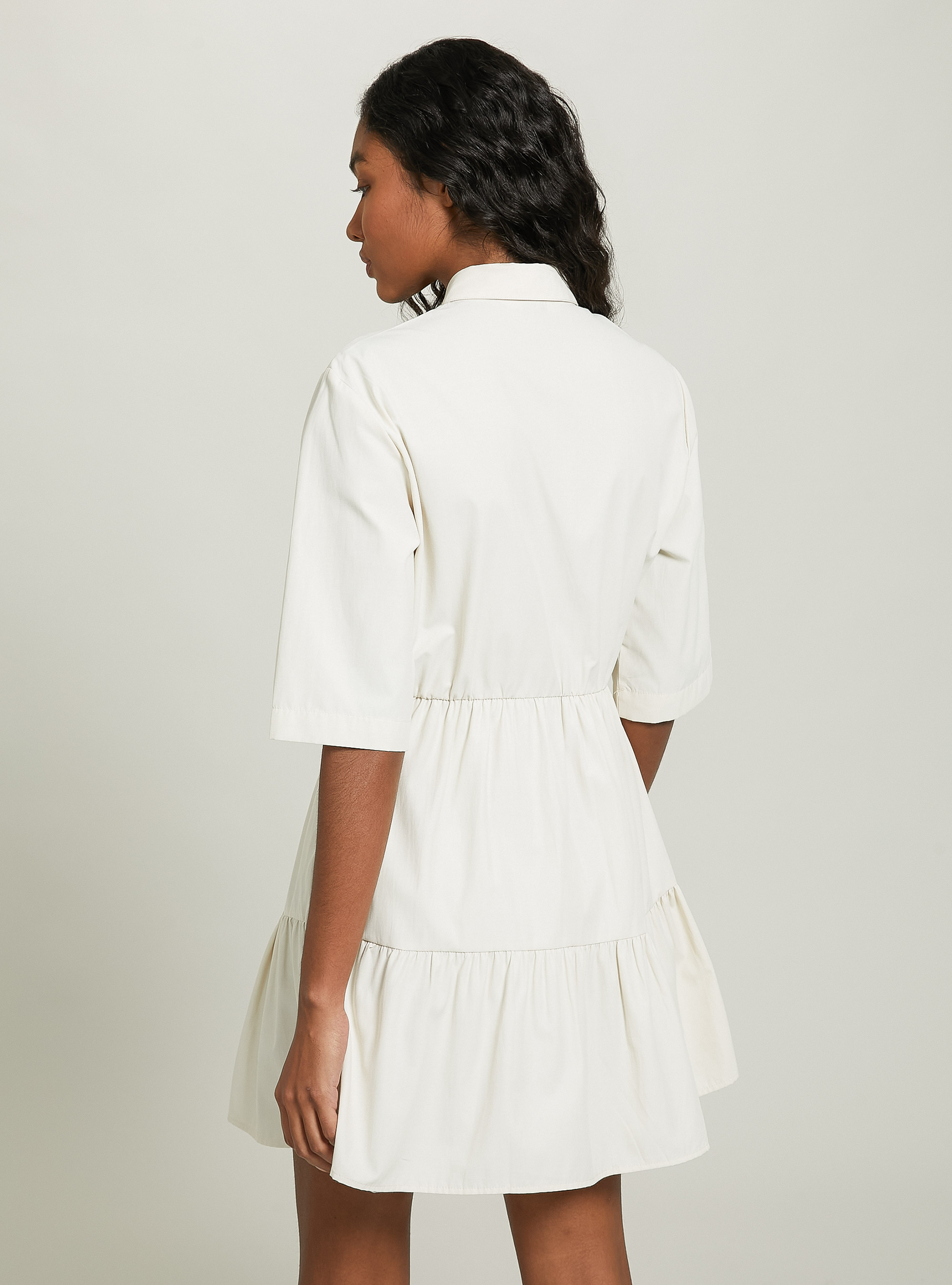 Vestito chemisier in popeline, BG3 BEIGE LIGHT