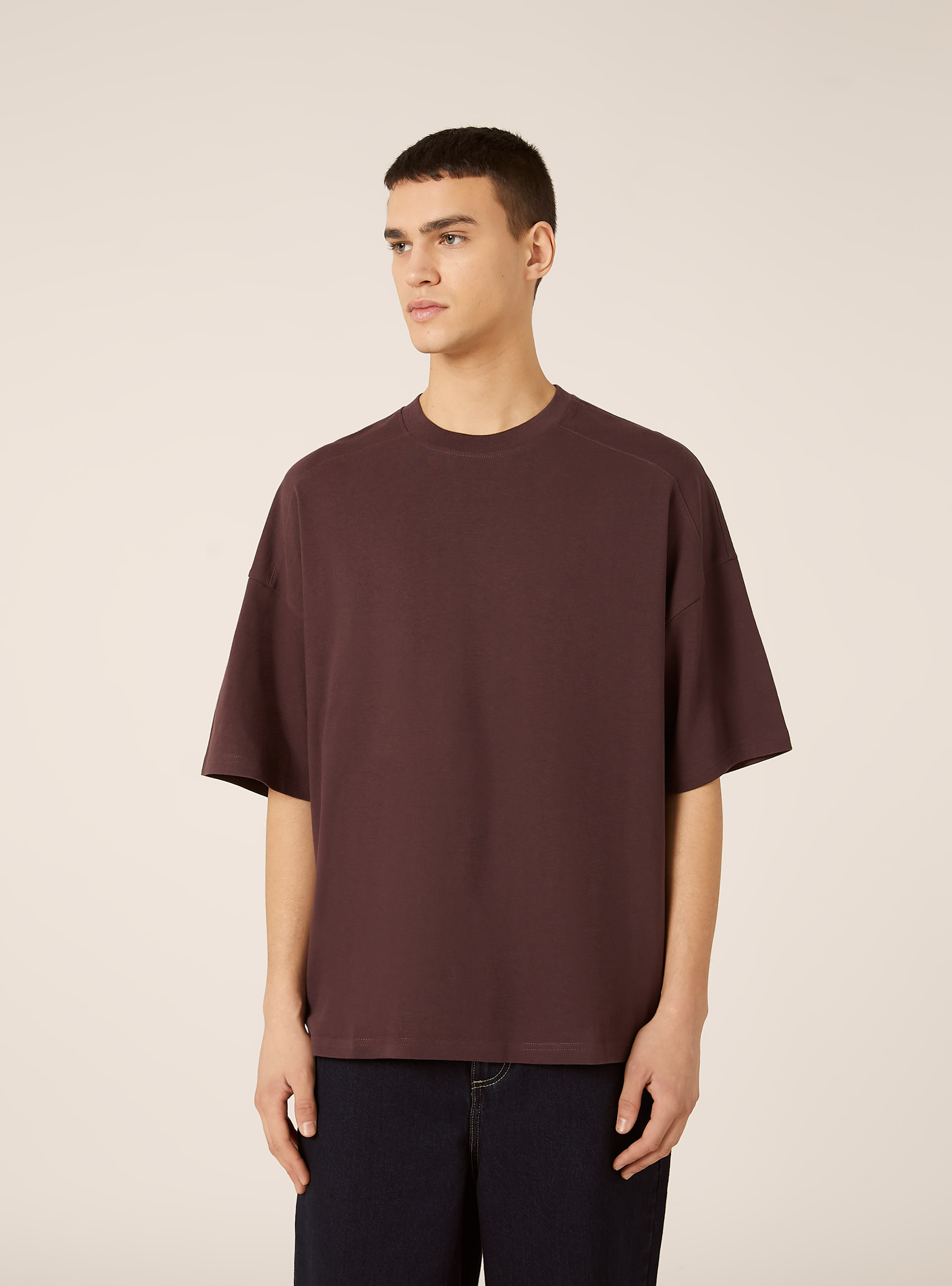 T-shirt coupe boxy &agrave; manches courtes et &eacute;paules tombantes, VI2 VIOLET MEDIUM