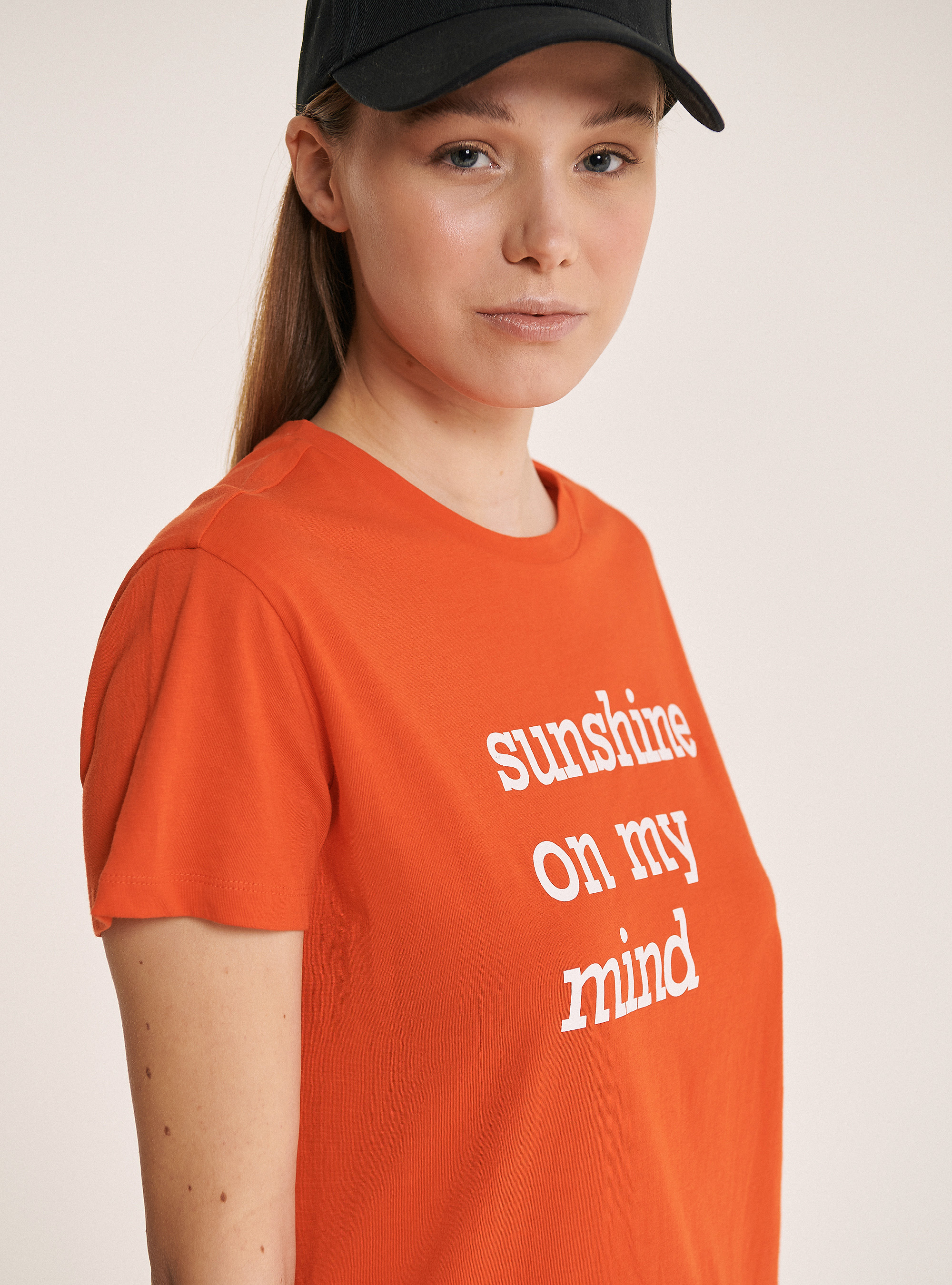 T-shirt with lettering print 100% cotton, C321 ORANGE