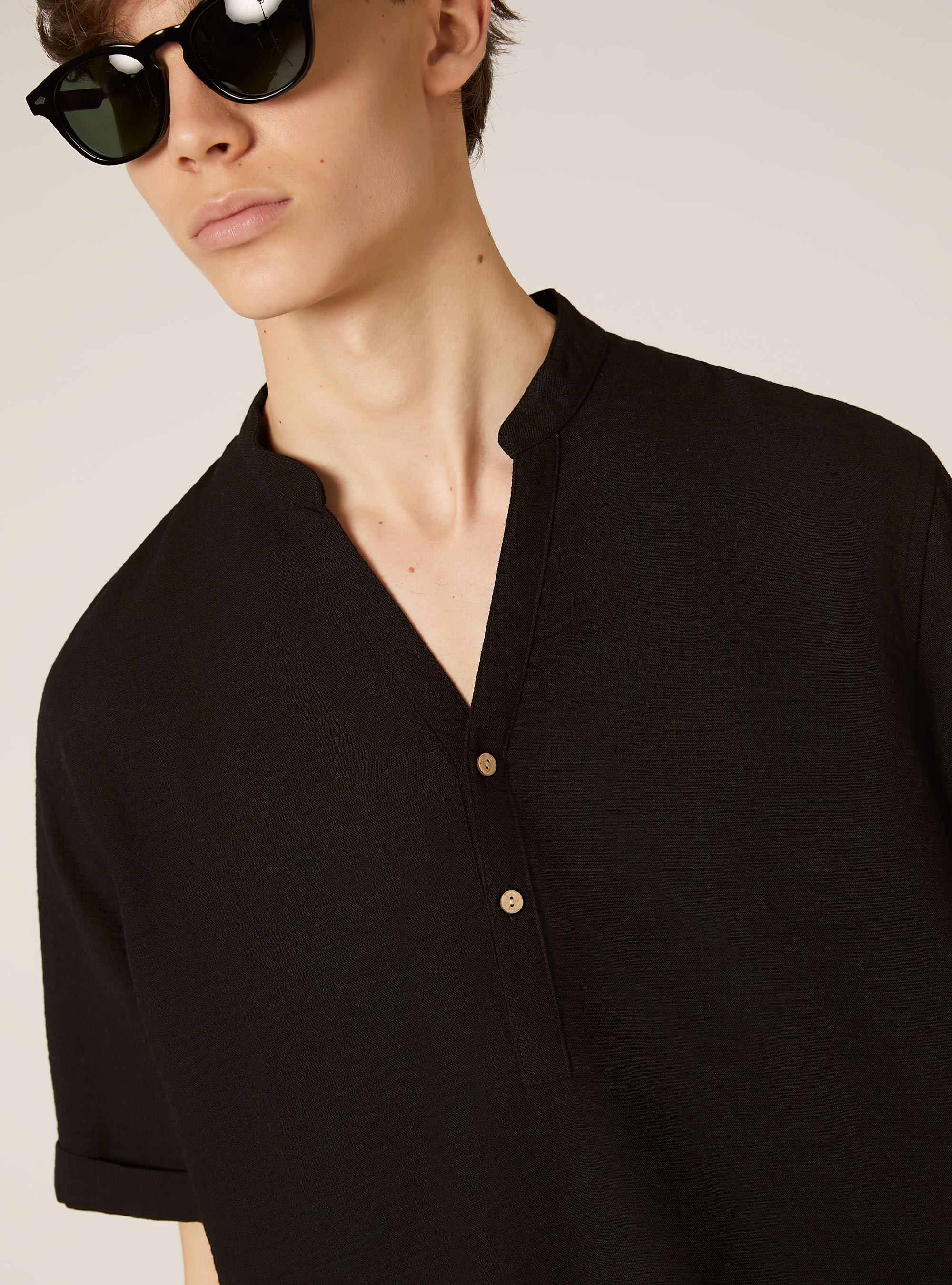 Chemise &agrave; col cor&eacute;en, BK1 BLACK