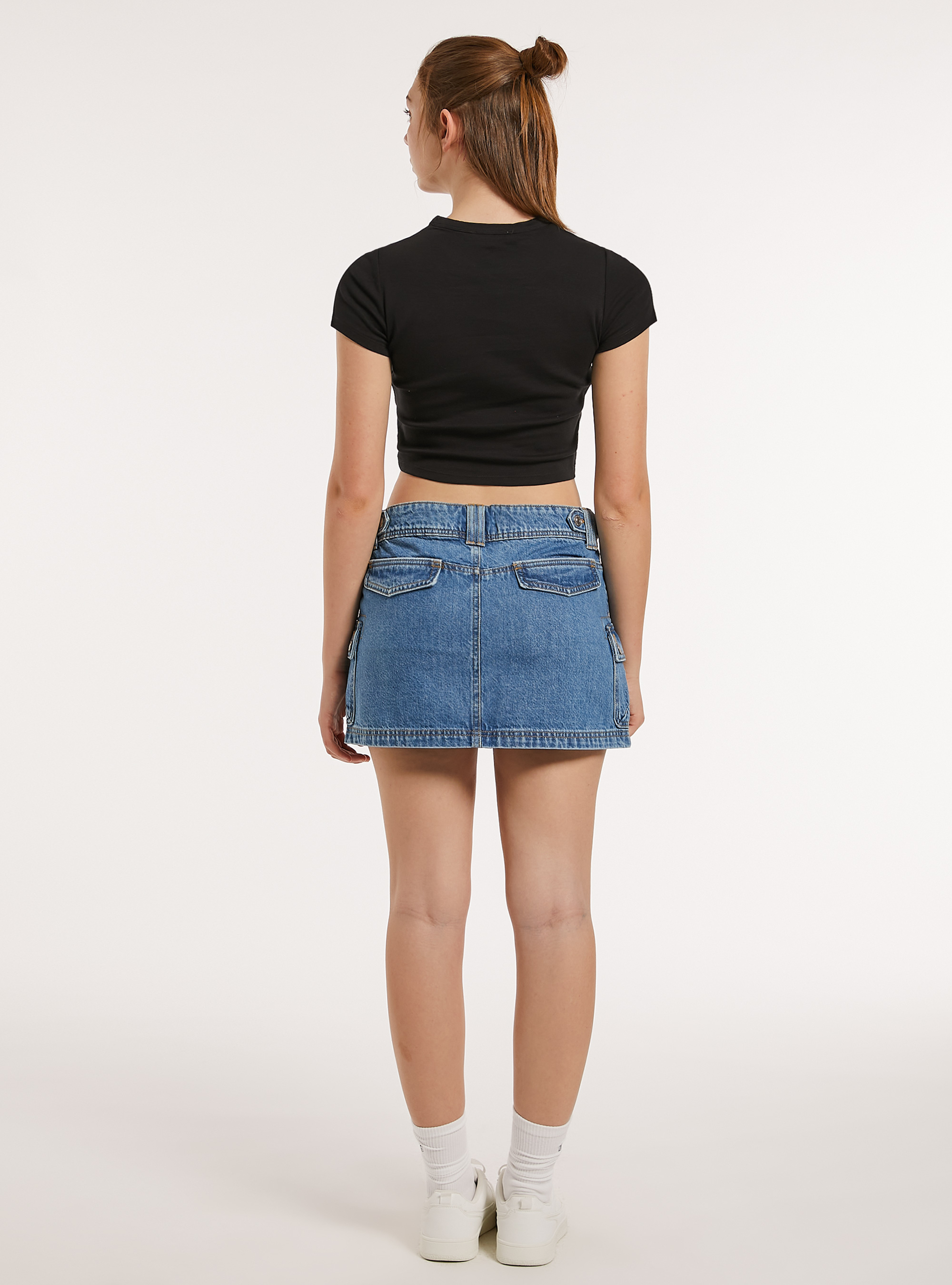 Cropped t-shirt with print, BK1 BLACK