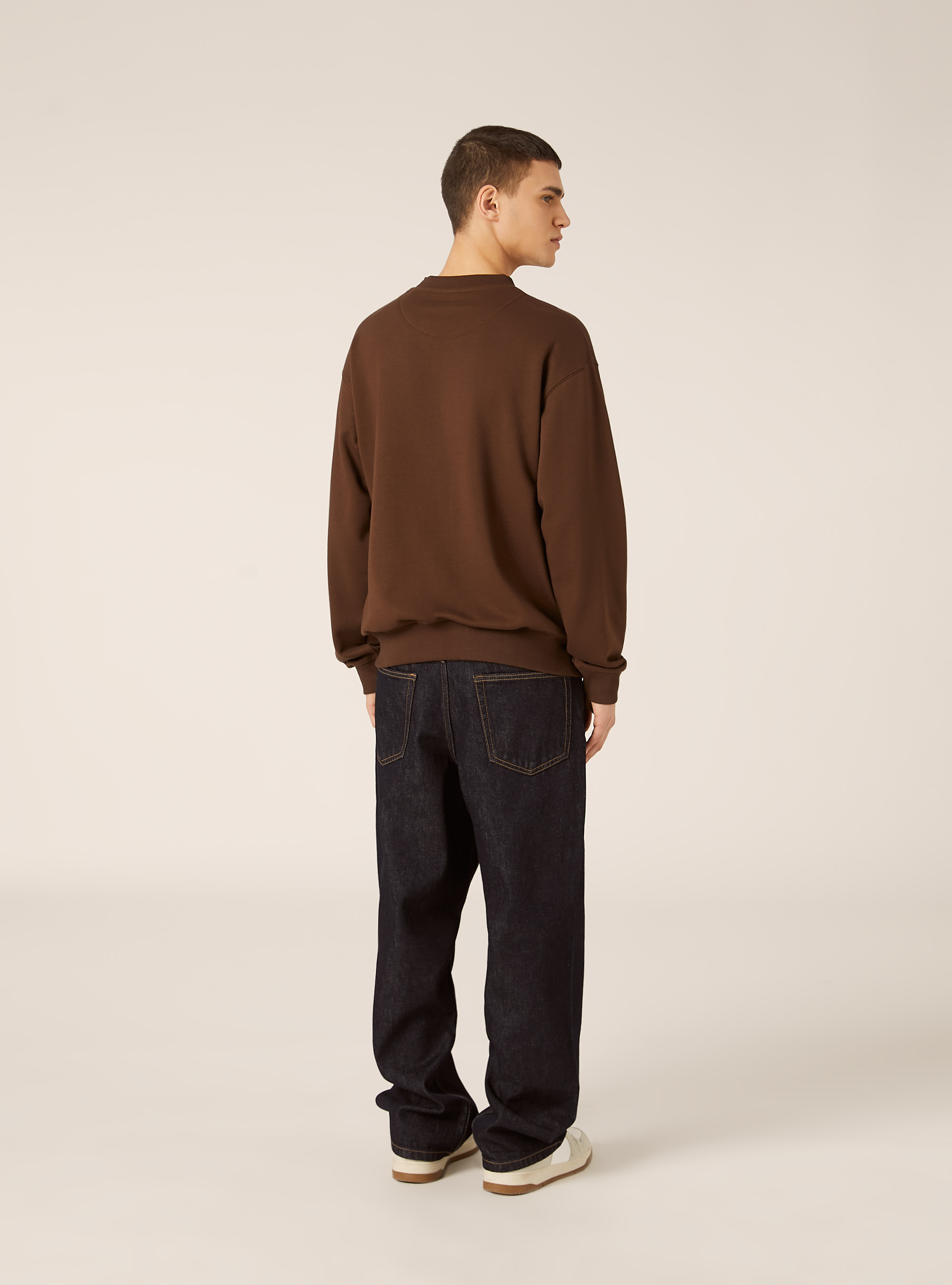 Boxy fit crew neck sweatshirt, BR1 BROWN DARK