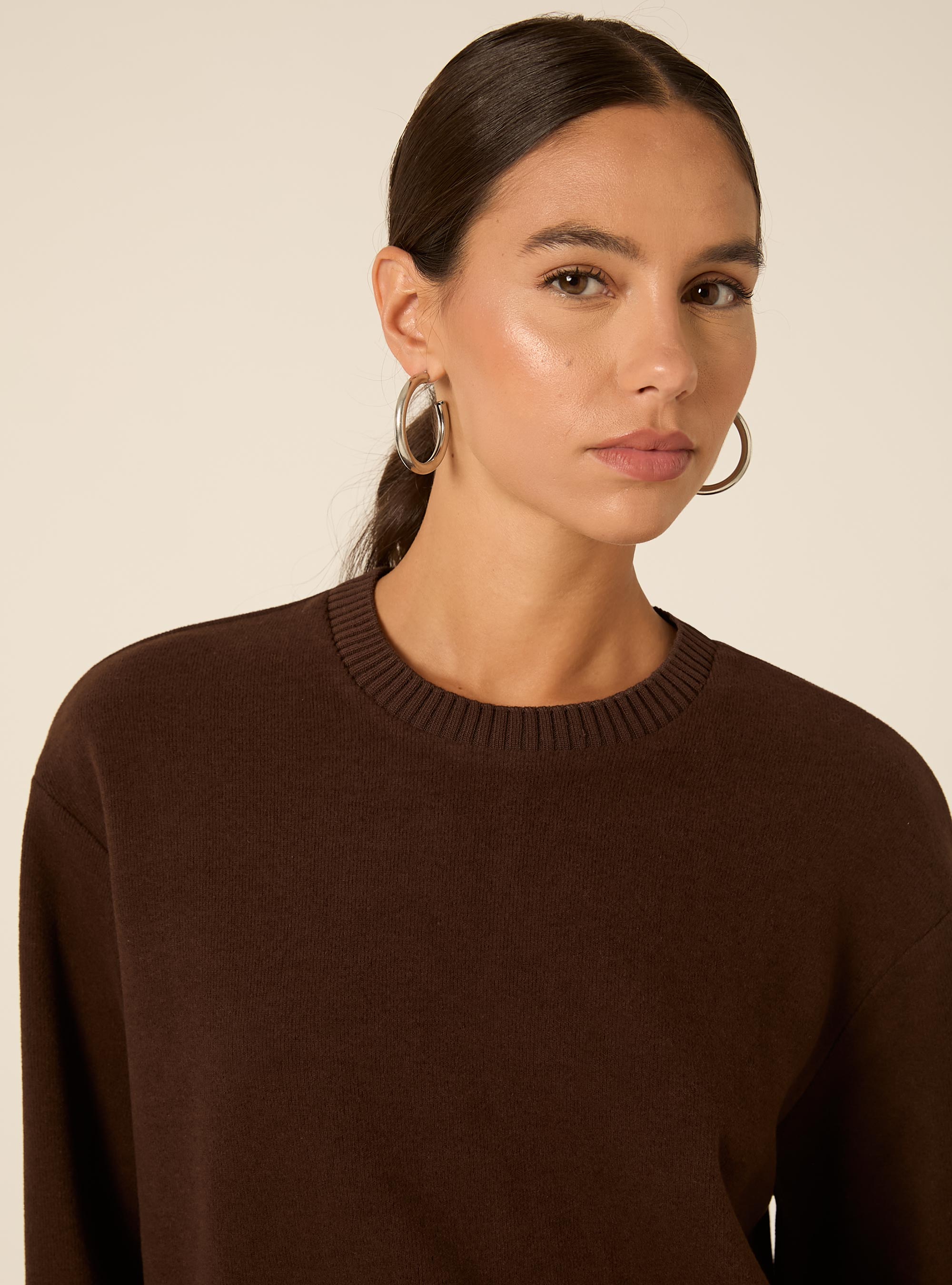 Maglia collo rotondo, BR1 BROWN DARK