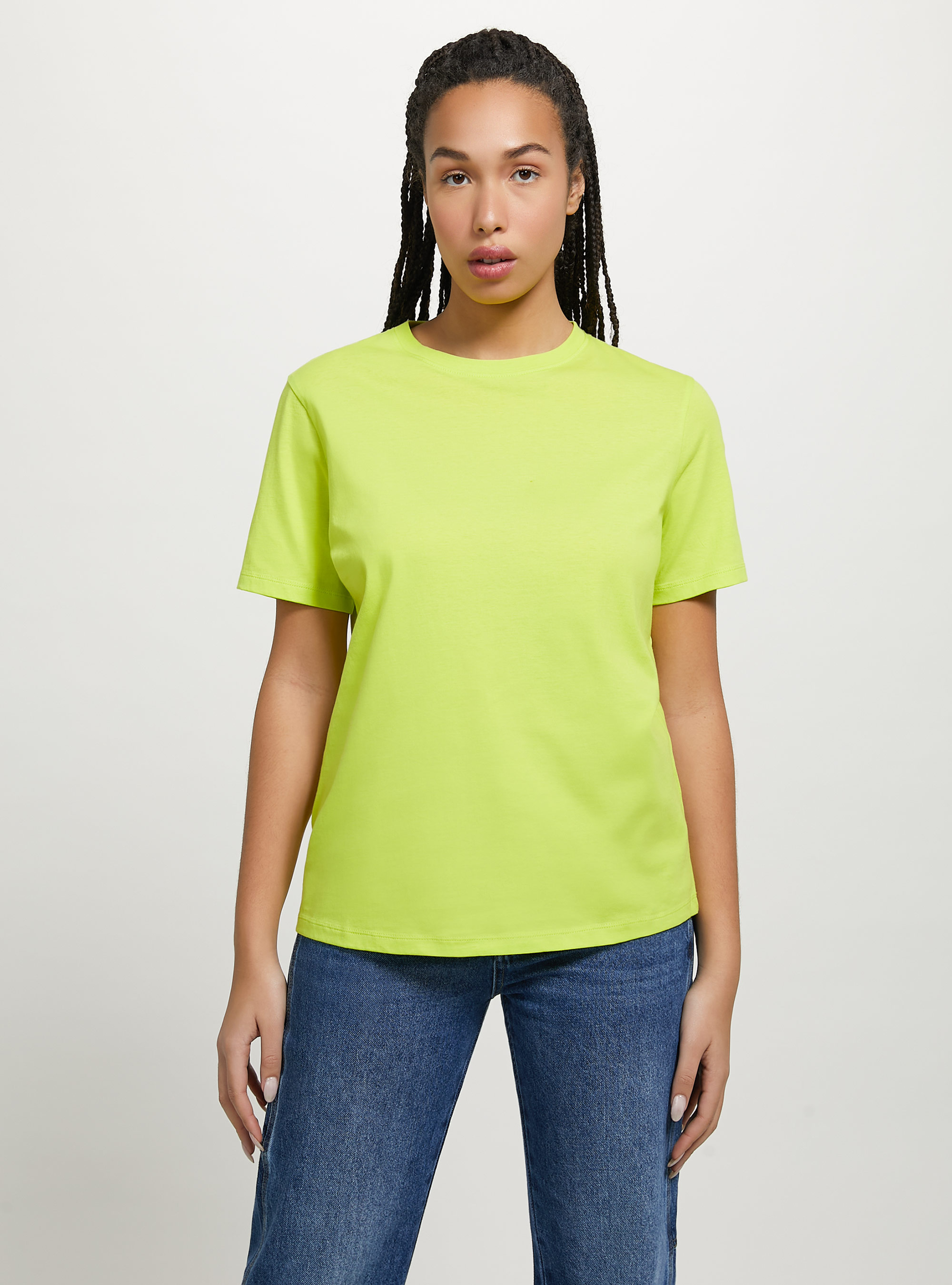 Cotton crew-neck T-shirt, GC3 ACID GREEN LIGHT