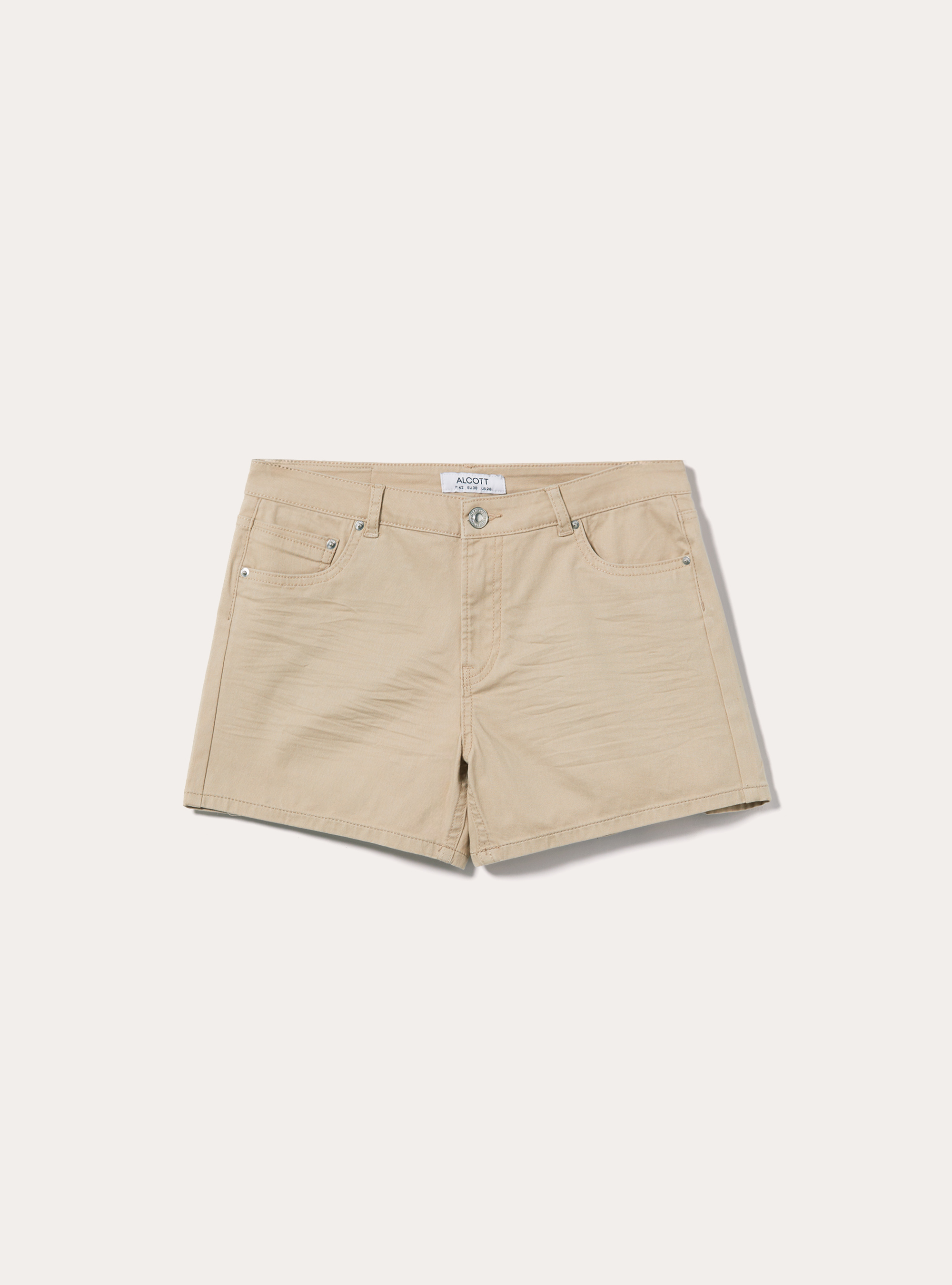 Shorts in twill stretch con risvolto, BG2 BEIGE MEDIUM