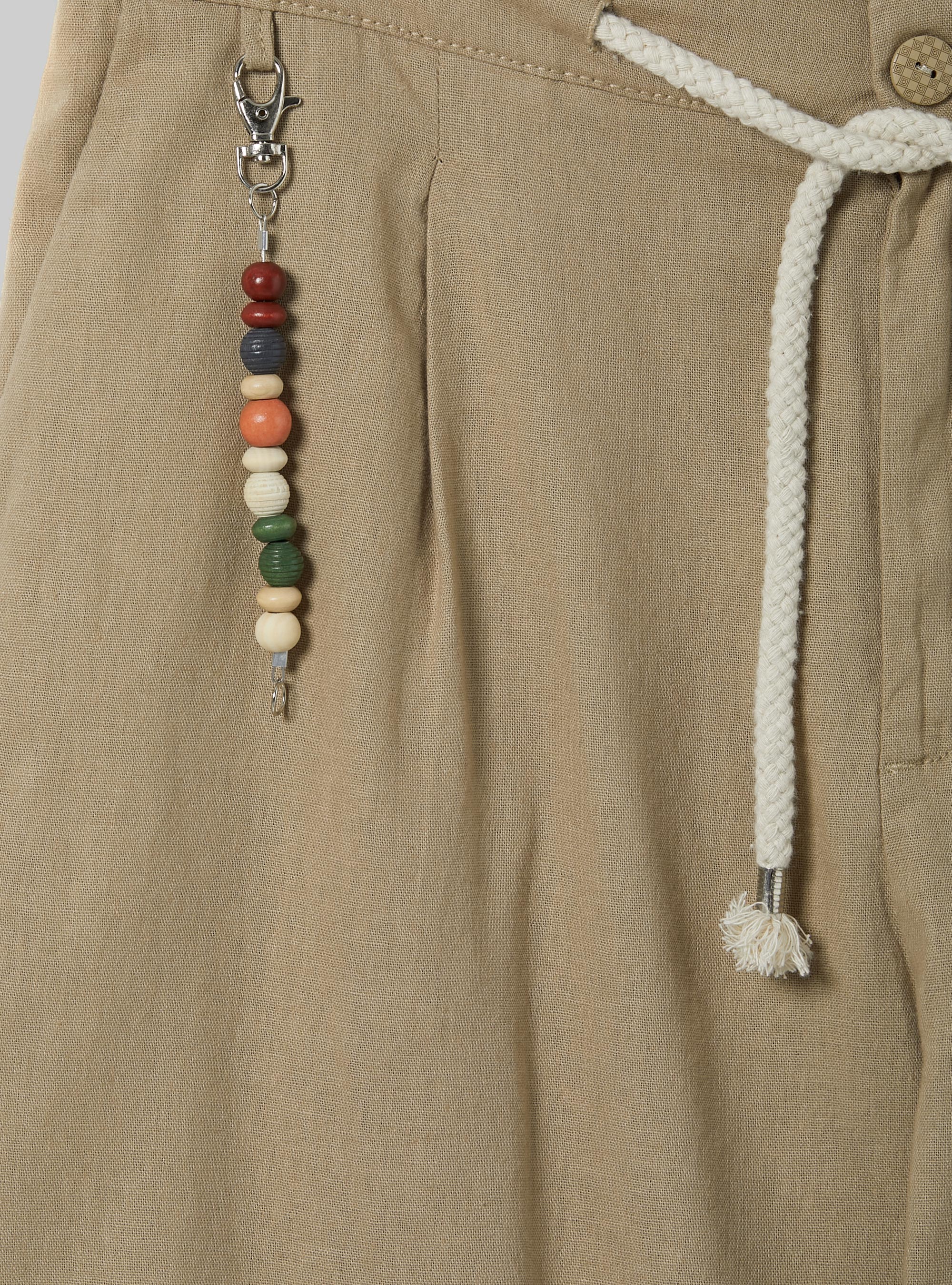 Linen-blend trousers with drawstring waist, BG2 BEIGE MEDIUM