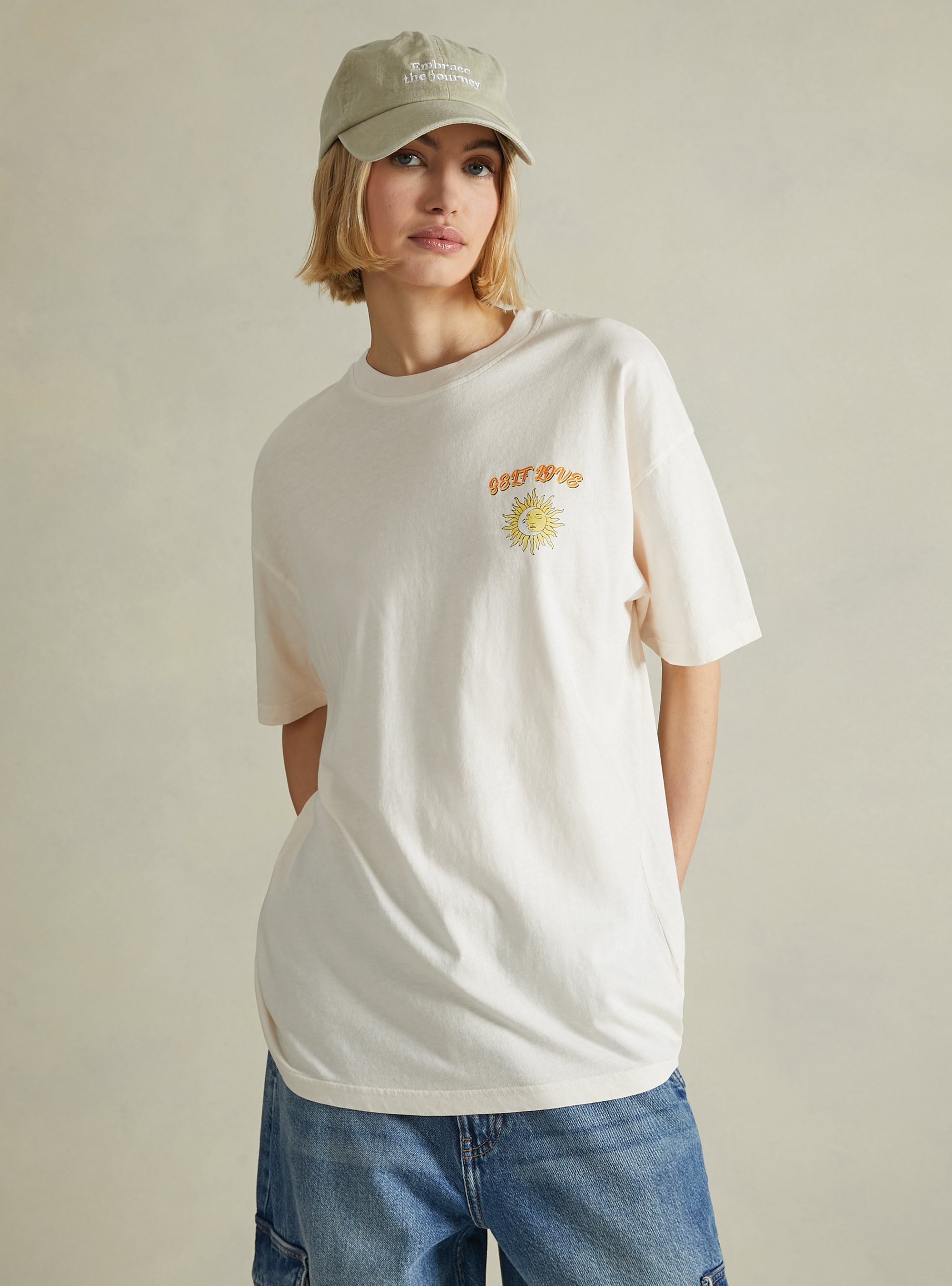 Cotton T-shirt with print, CR3 CREAM LIGHT