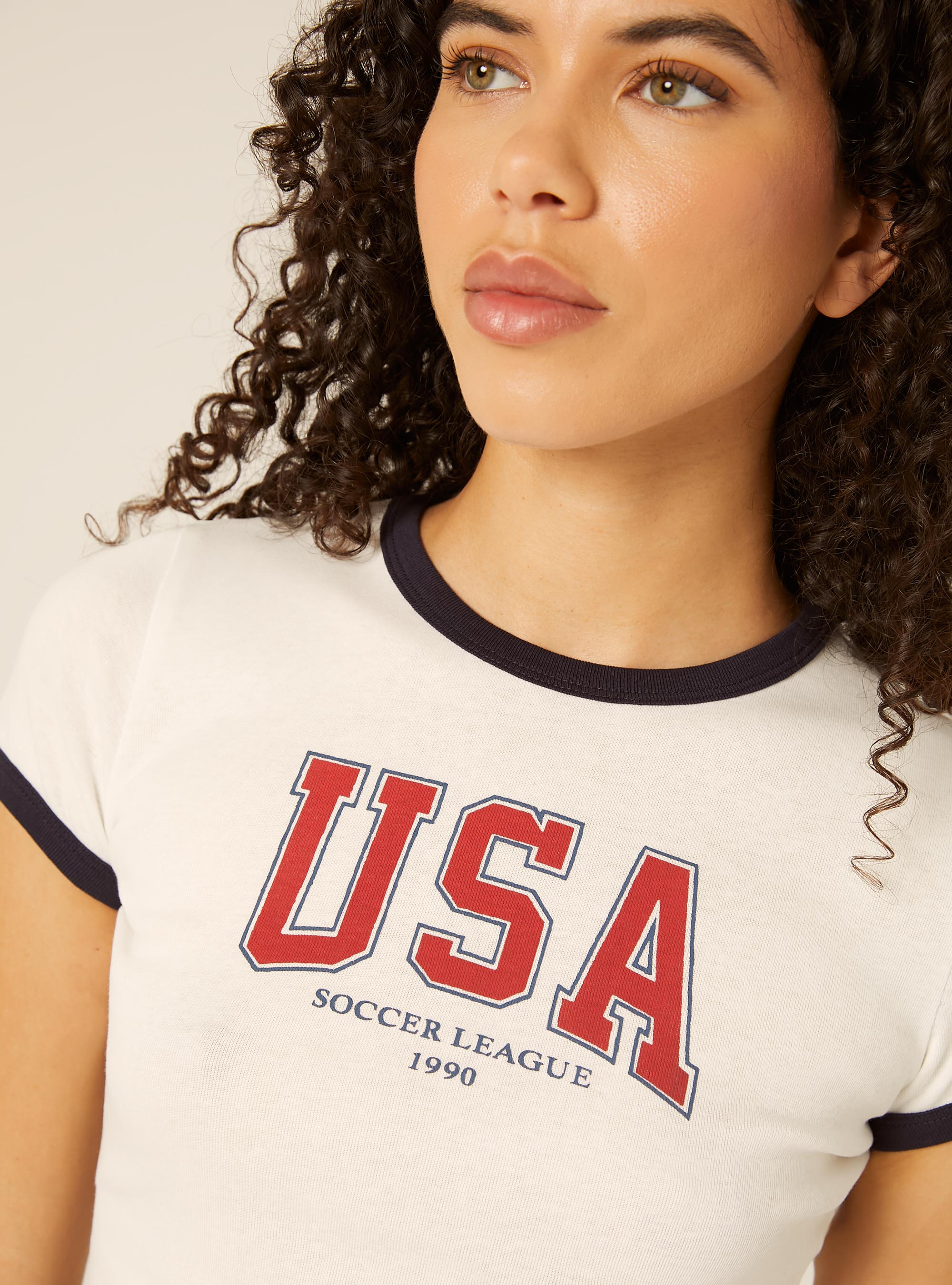 T-shirt crop con stampa calcio mondiali, WH2 WHITE