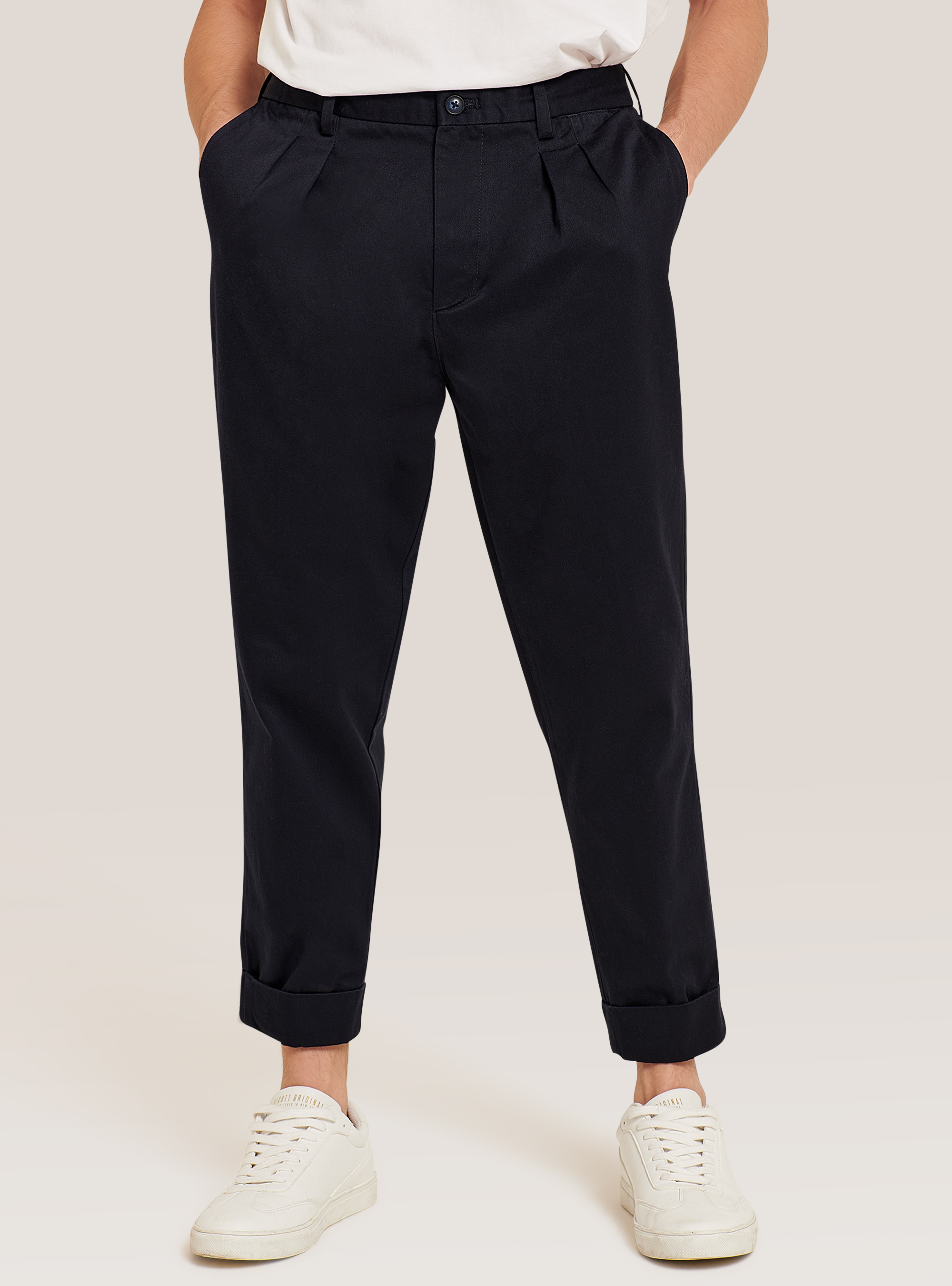 Pantalon en sergé avec pinces, C2282 NAVY