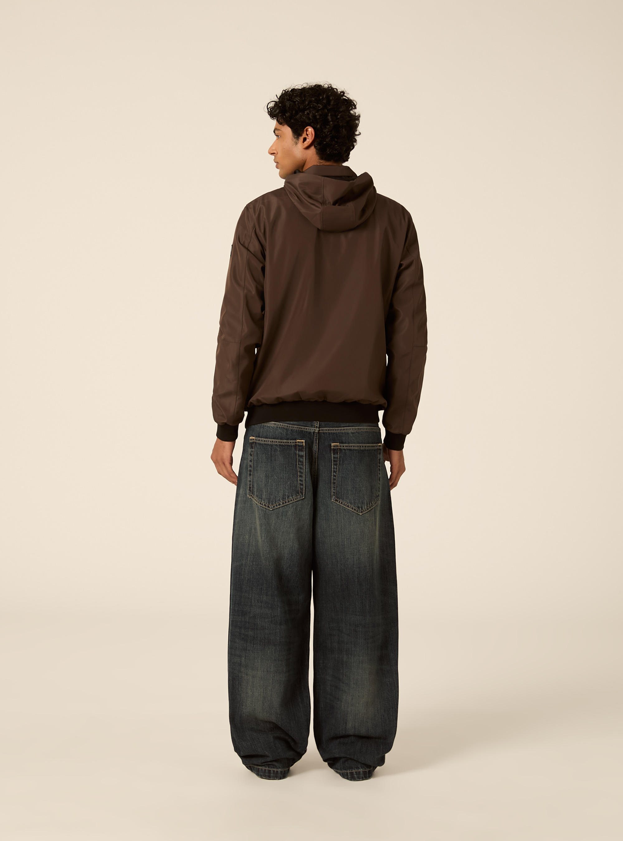 Bomber antivento con cappuccio, BR2 BROWN MEDIUM