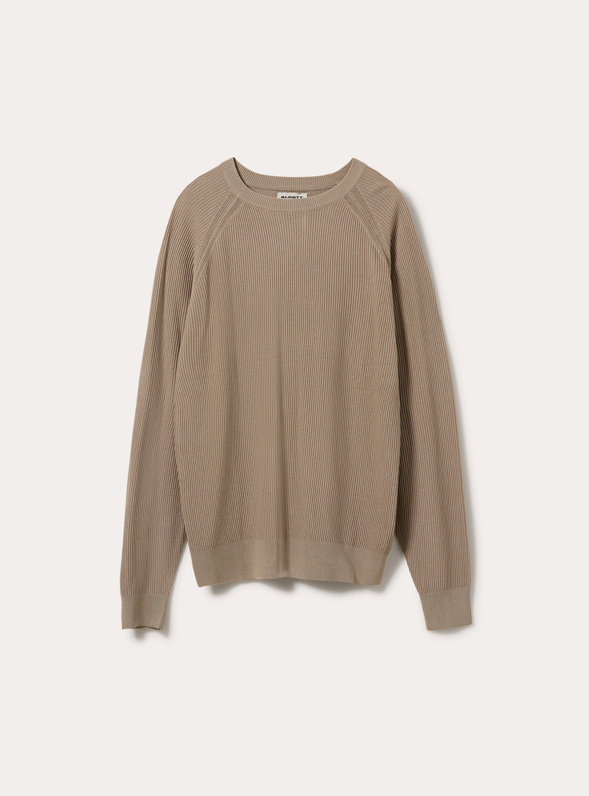 Maglia girocollo in misto cotone regular fit, BG2 BEIGE MEDIUM