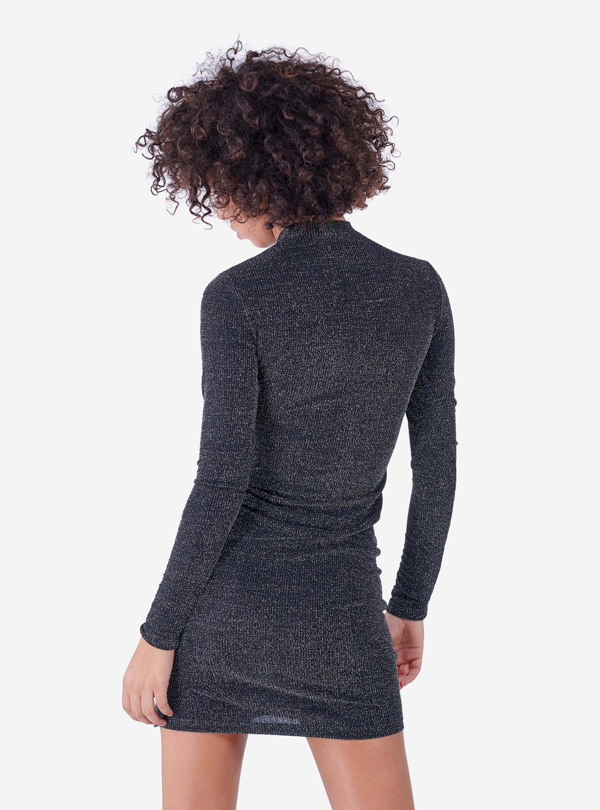 VESTIDO CORTO CON MANGA LARGA, NEGRO