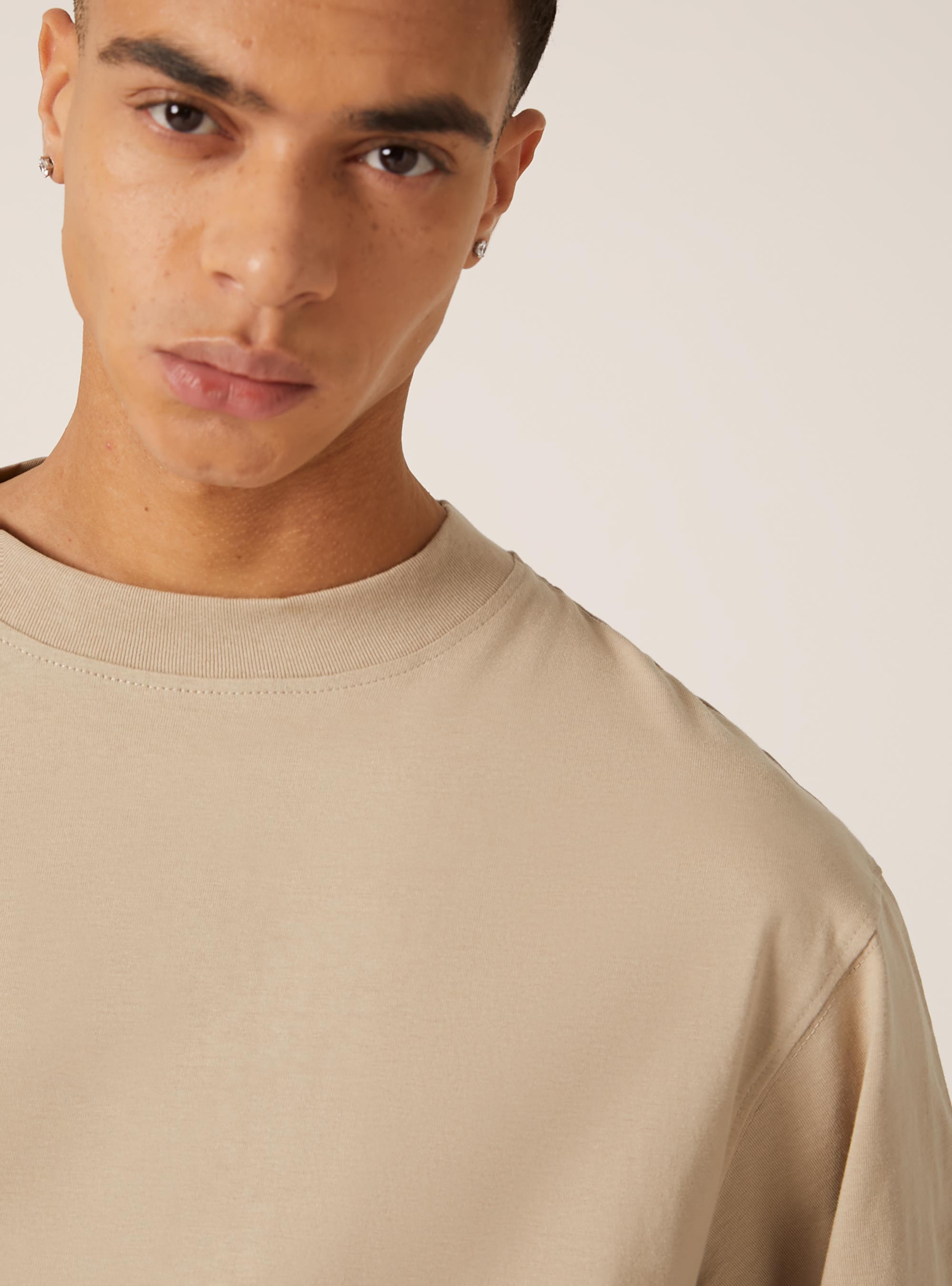 Boxy fit cotton T-shirt, BG2 BEIGE MEDIUM